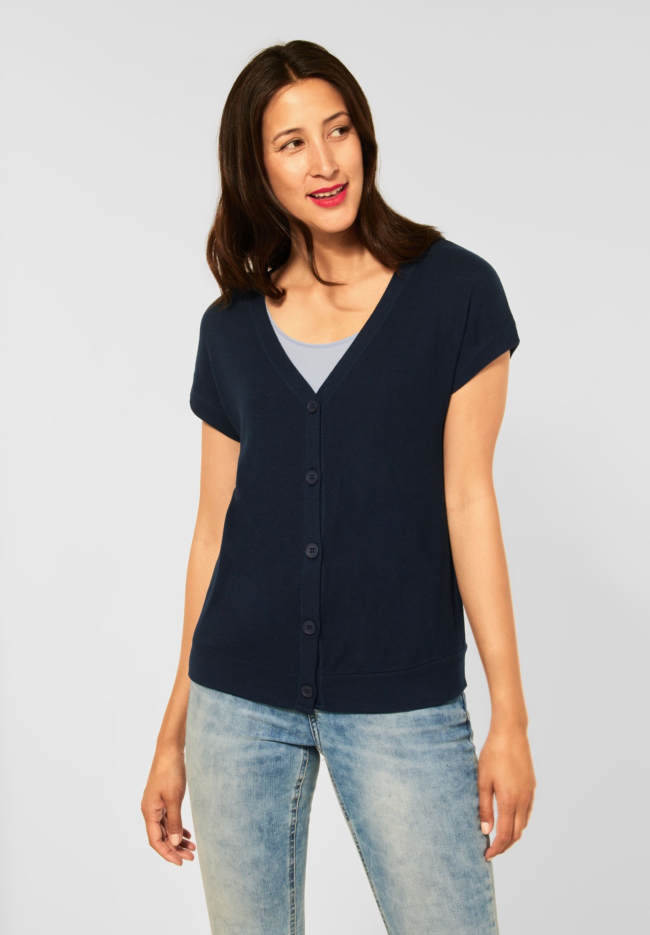 STREET ONE Shirtjacke in Unifarbe grand blue | V-Shirts