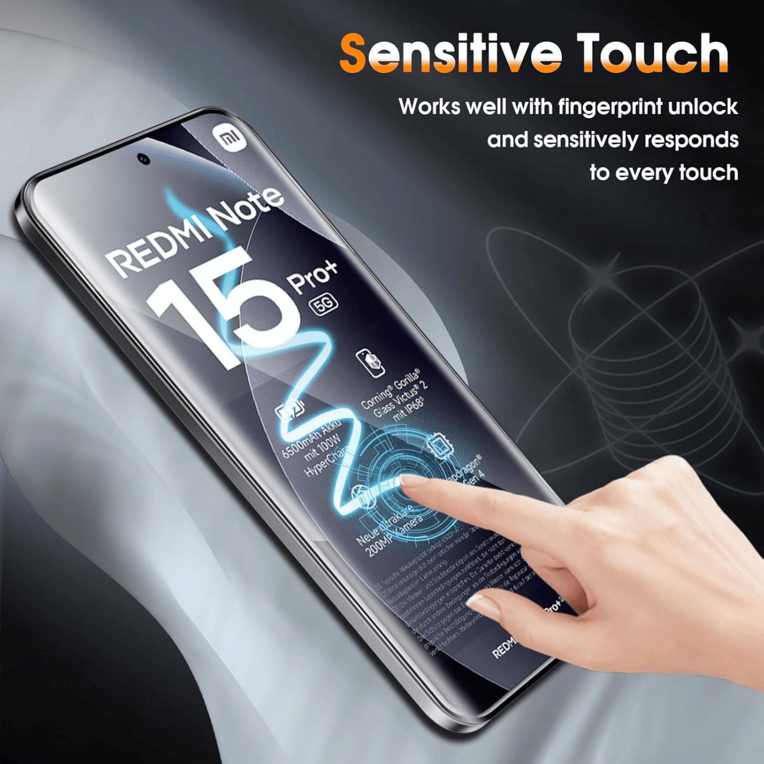 SmartUP Displayschutzglas 2X Schutzglas für Xiaomi Redmi Note 15 Pro Plus 5G Panzerfolie Screen für Xiaomi Redmi Note 15 Pro Plus 5G, 2 Stück, Rundumschutz, pas – Bild 4 von 5