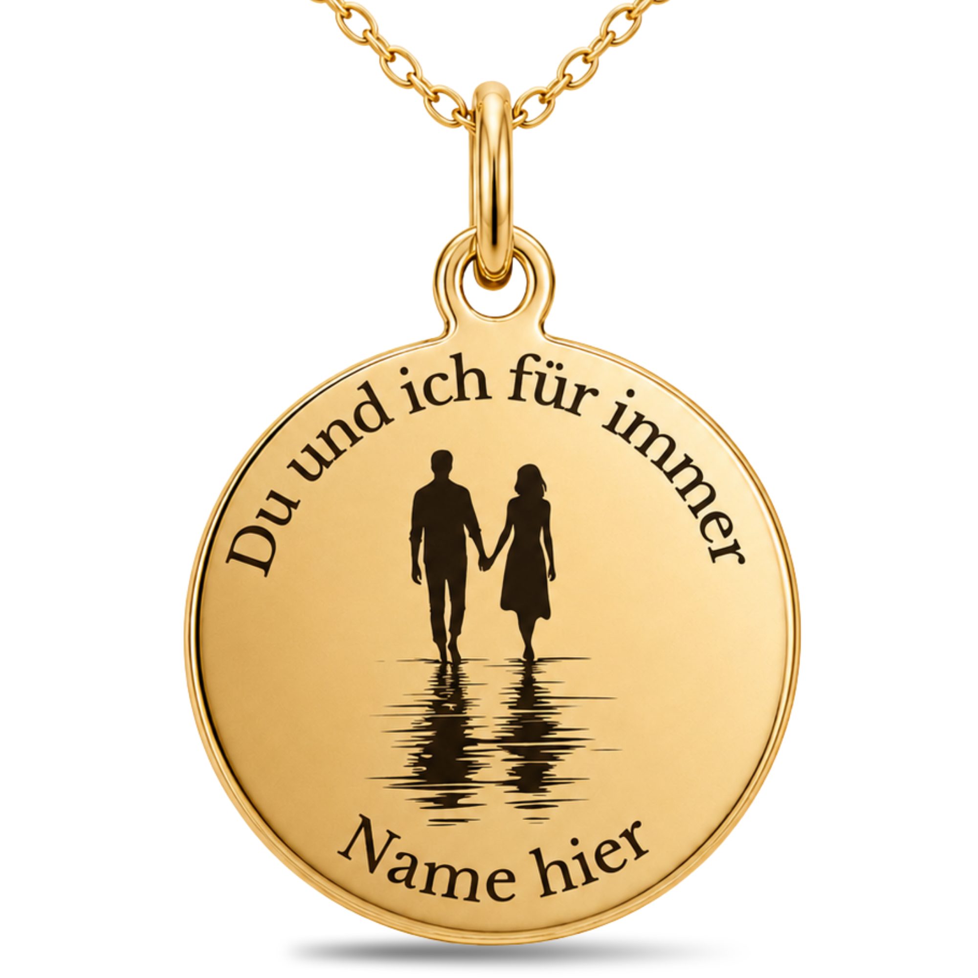 BS Schmuckdesign Kette mit Anhänger mit Gravur Personalisierte Halskette Partnerkette mit Namen und Motiv Edelstahl (inkl. Gravur), personalisiert inkl. Geschenkbox