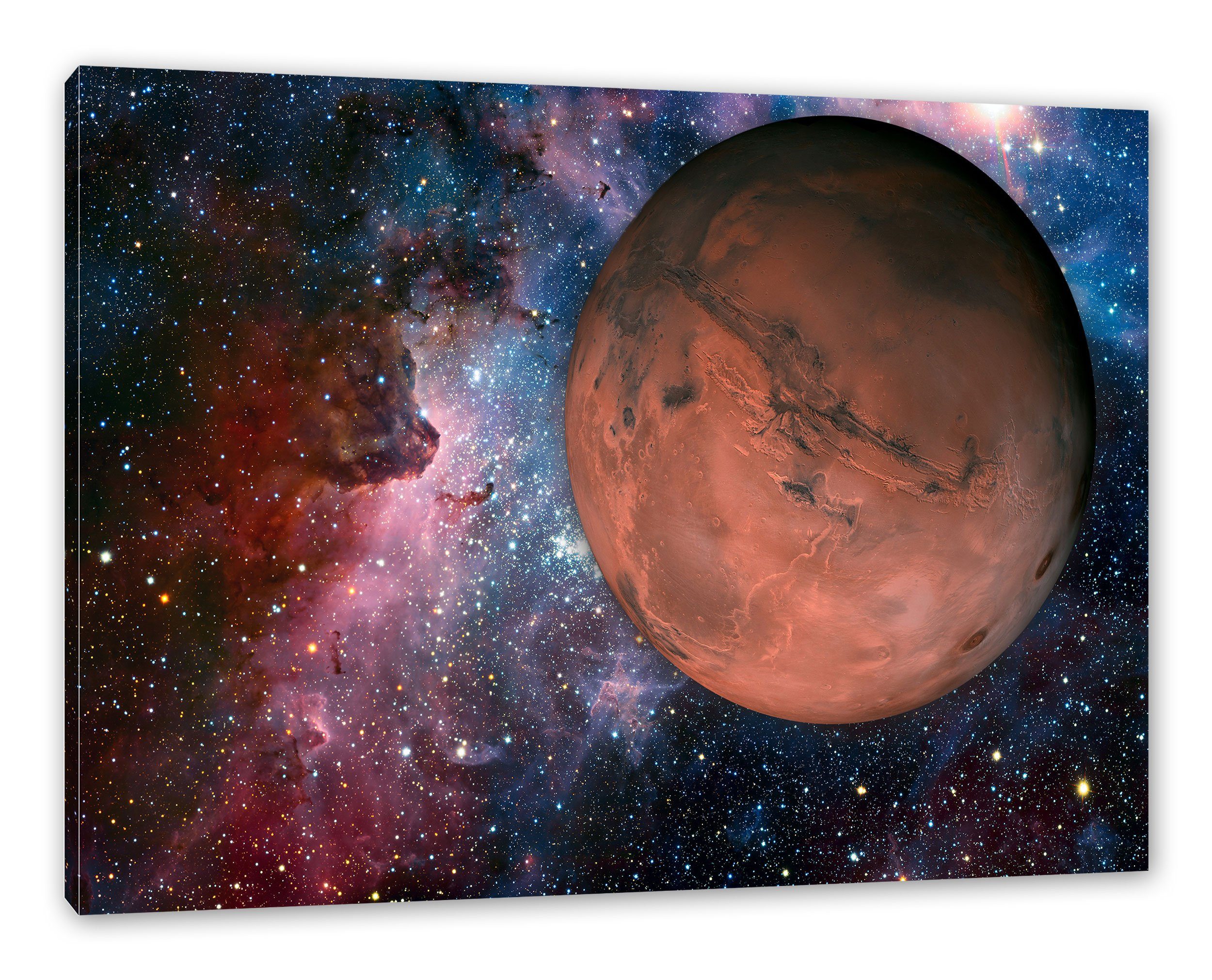 Pixxprint Leinwandbild Mars im Weltall, inkl. (1 Zackenaufhänger Leinwandbild Mars fertig bespannt, Weltall im St)