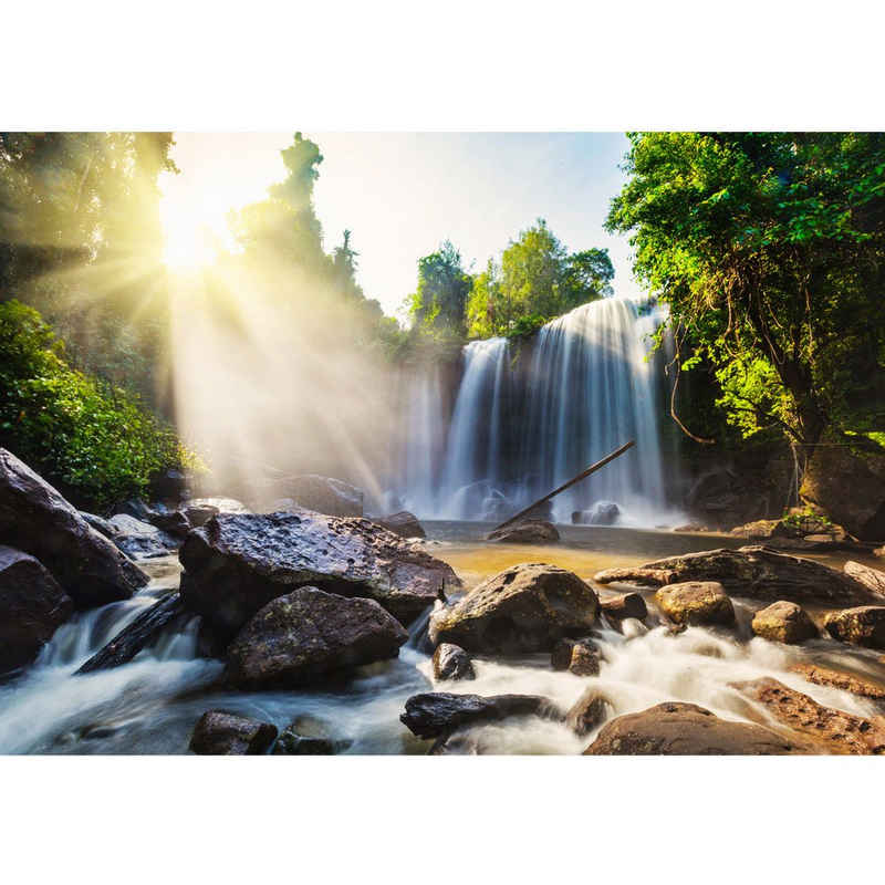 liwwing Fototapete Fototapete Wasserfall Bäume Natur Sonne Steine liwwing no. 259, Natur