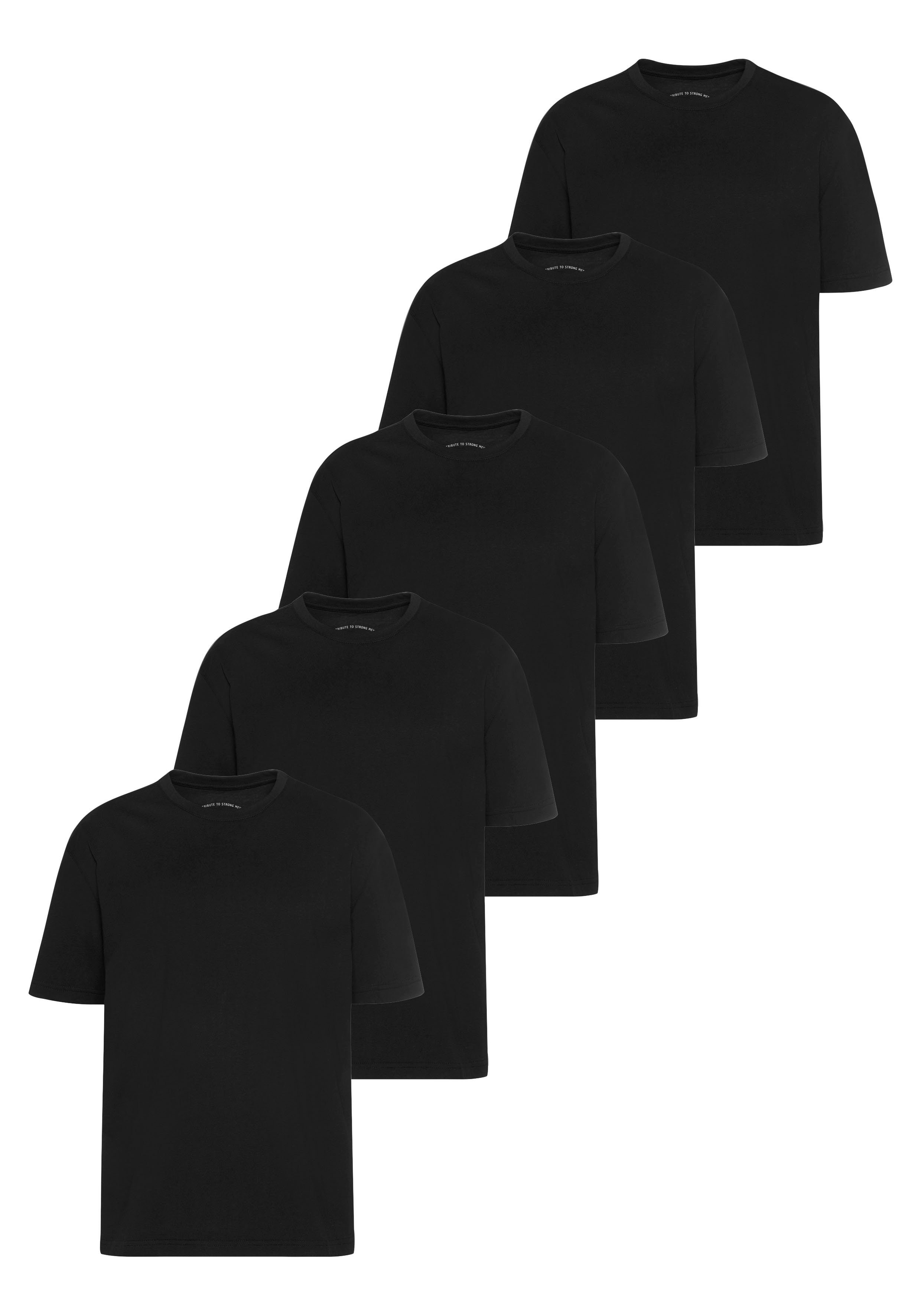 Man's World T-Shirt (Packung, 5-tlg., 5er-Pack) perfekt als Unterzieh- T-shirt schwarz