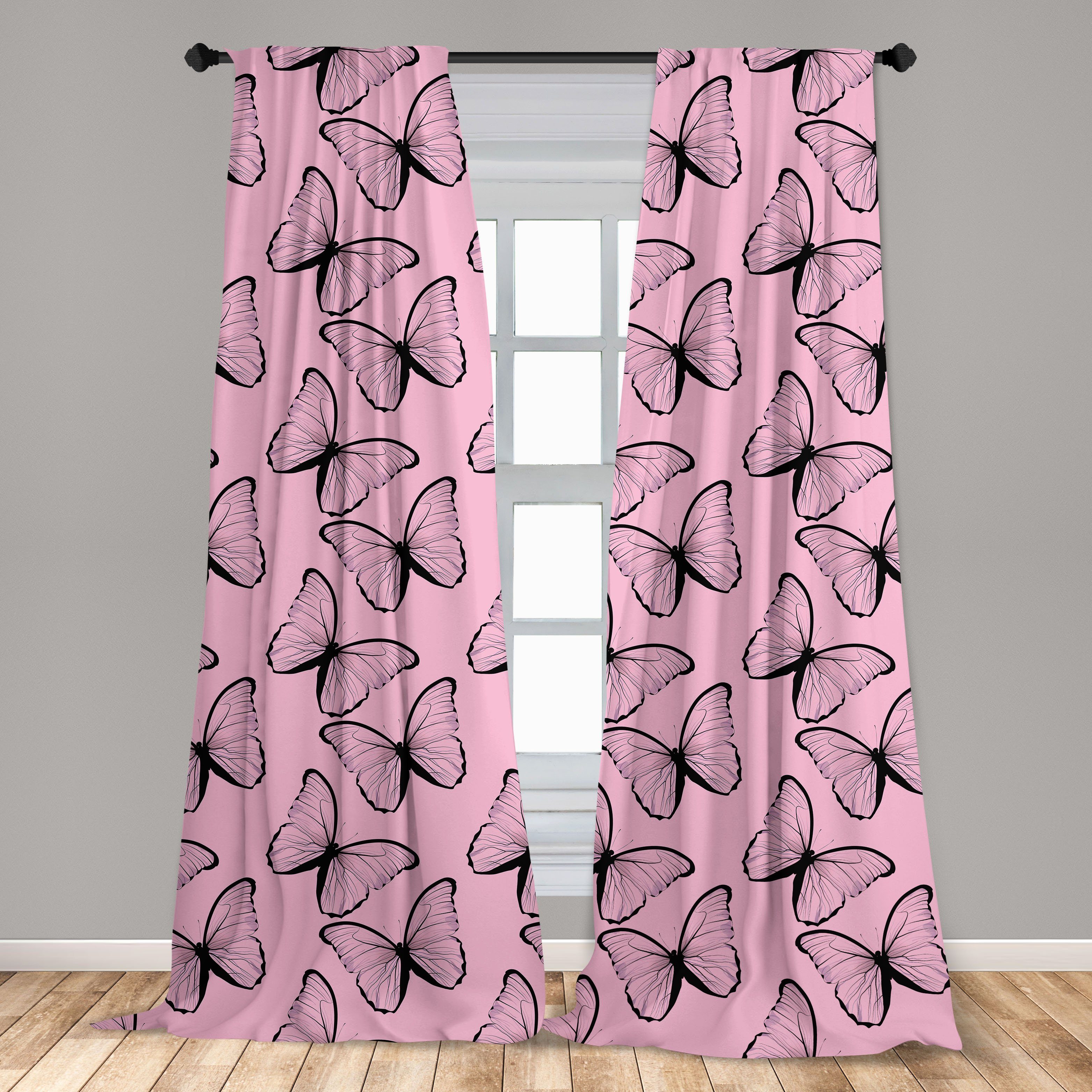 Gardine Vorhang für Wohnzimmer Schlafzimmer Abakuhaus, Dekor, Frühling Gracious Schmetterling Microfaser, Tier