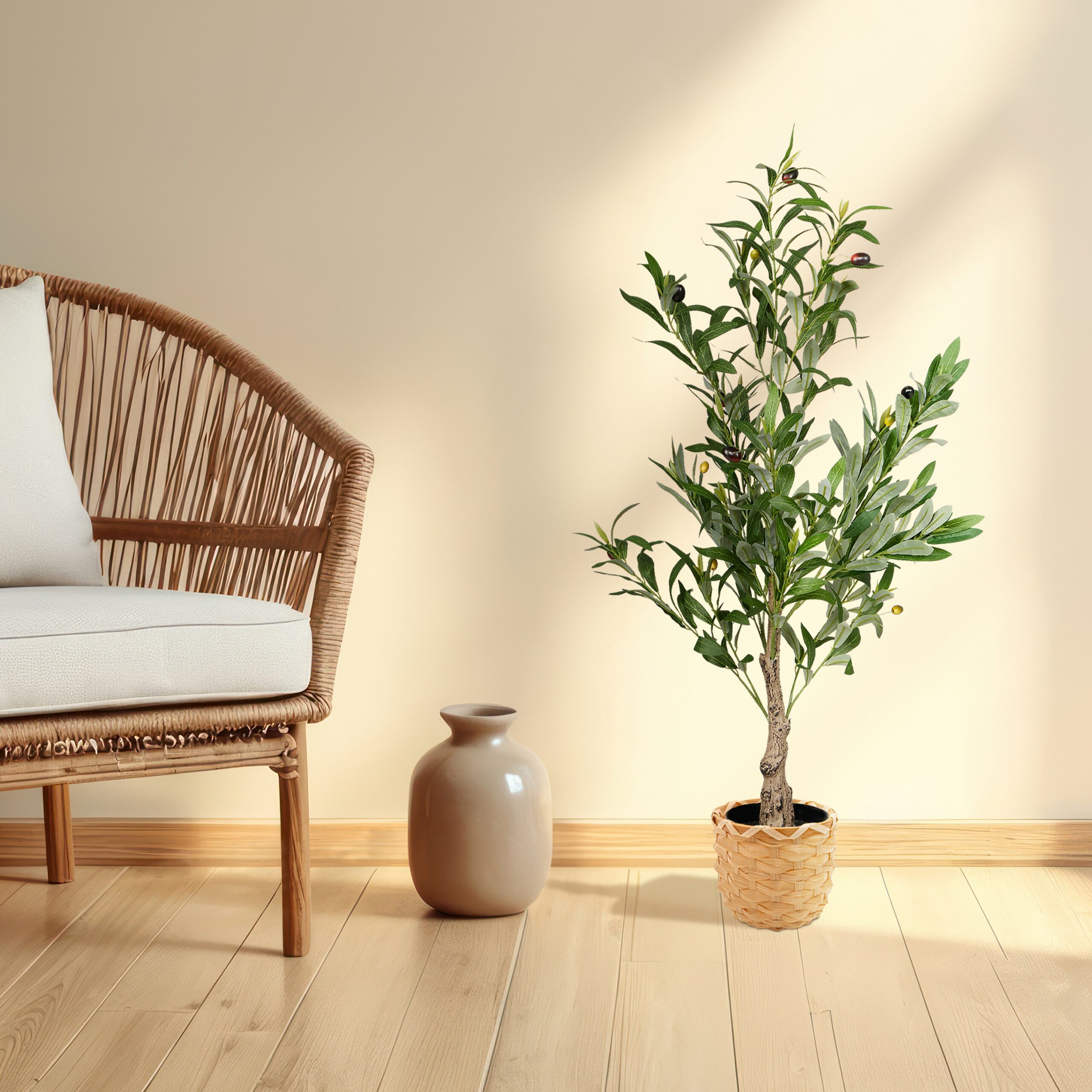 Kunstpflanze Künstlicher Olivenbaum Olivenbaum, relaxdays, Höhe 90 cm, 90 c günstig online kaufen