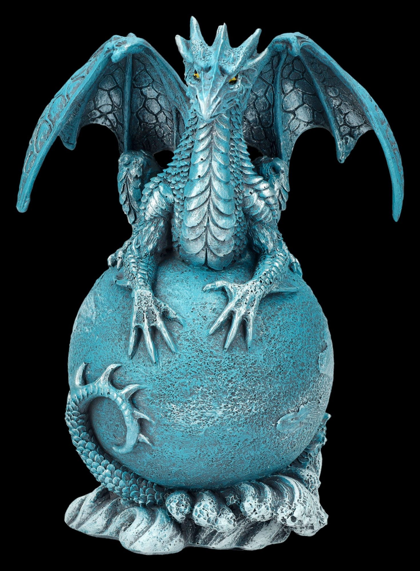 Figuren Shop GmbH Dekofigur Drachen Figur - Planet Uranus - Drachenfigur Fantasy Dekoration Planet