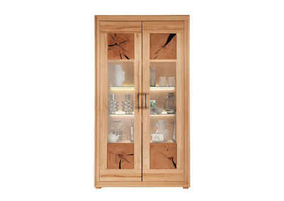 möbelando Vitrine WZ-0315 (BxHxT: 106x201x40 cm) aus Kernbuche in natur geölt mit 2 Einlegeböden