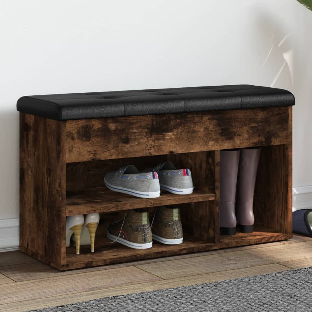 vidaXL Schuhbank NA Schuhbank Räuchereiche 82x32x45,5 cm Spanplatte