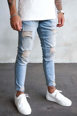 2Y Premium Bequeme Jeans 2Y Premium Herren 2Y Destroyed Cropped Skinny Fit Denim (1-tlg)