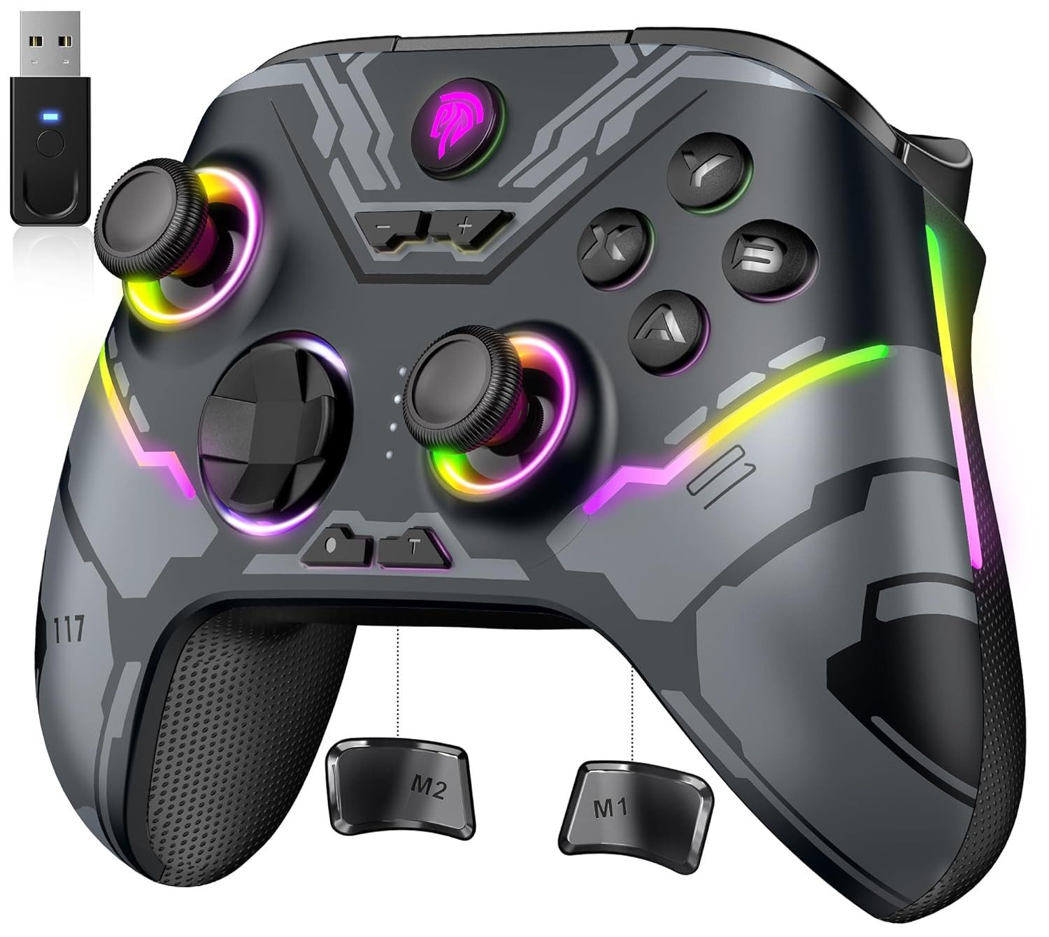 EasySMX X15 Контроллеры PC, PC Контроллеры Wireless mit 7 RGB Licht schwarz PC-Controller