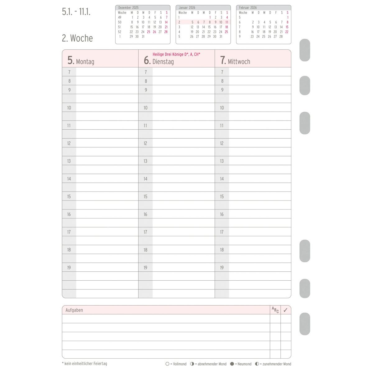 CHRONOPLAN Terminplaner Jahres-Set Wochenplan A5 1 Woche/2 Seiten 2026