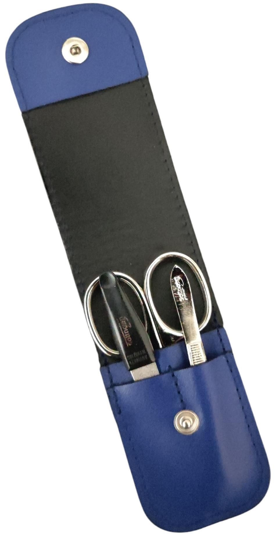 EloModa Maniküre-Kosmetik-Etui 3-teiliges Solingen Maniküre Set mit Leder Etui, Nagelschere, Feile, 3 tlg., Made in Germany