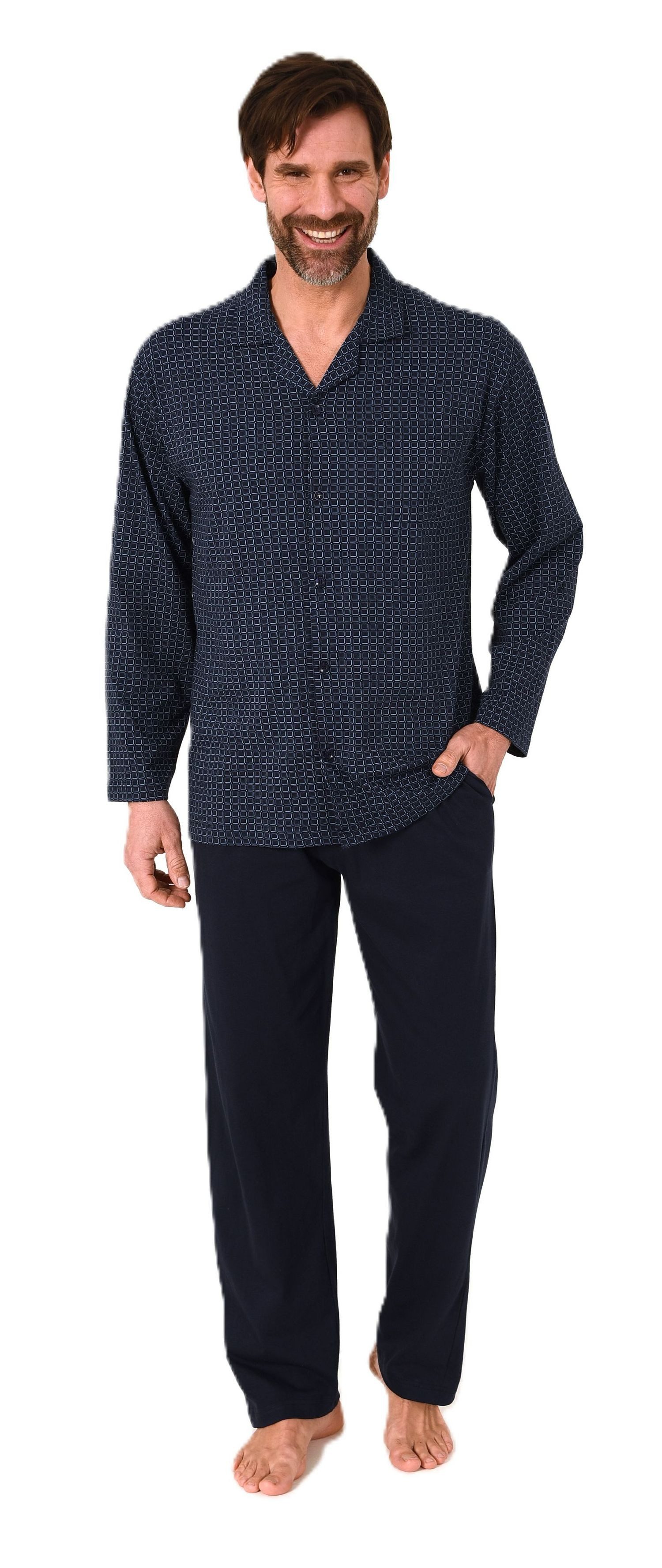 Normann Pyjama Herren Langarm Schlafanzug zum durchknöpfen, auch in Übergrö günstig online kaufen
