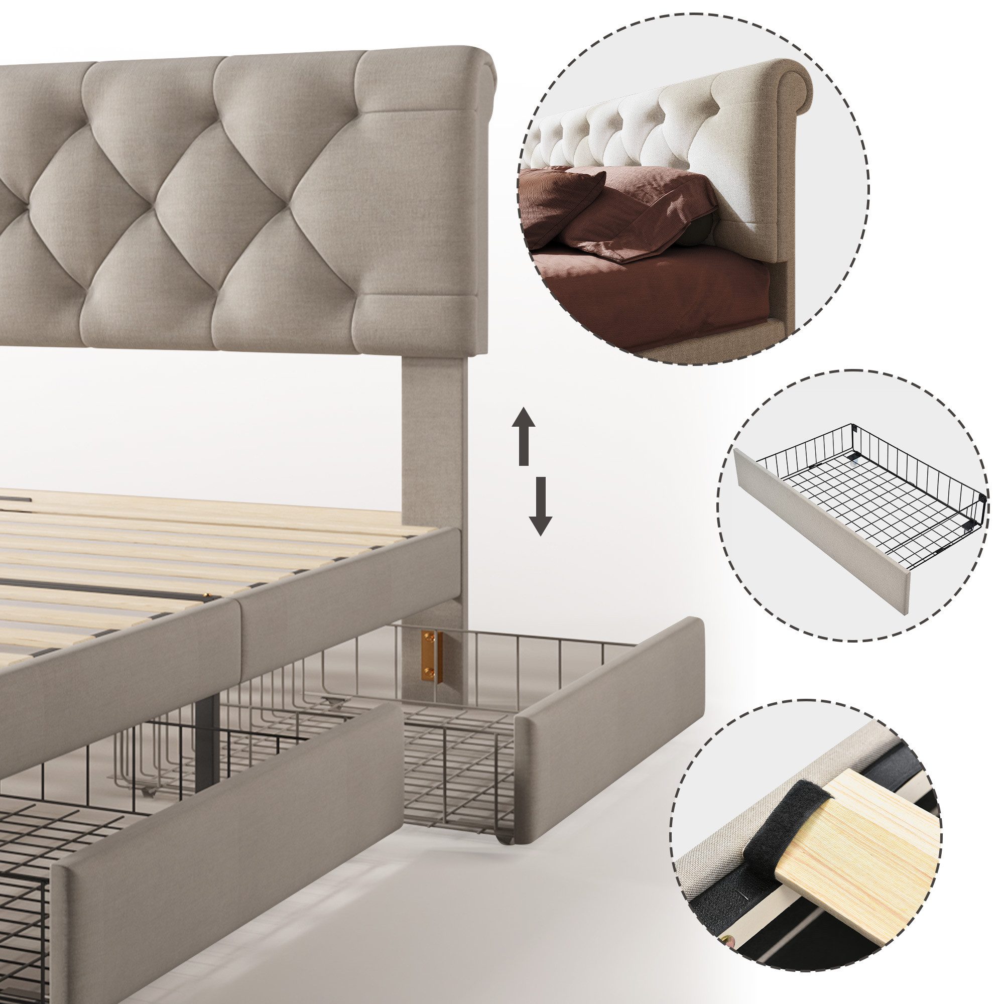 STILVORA Polsterbett 90x200 Bettgestell mit Stauraum günstig online kaufen