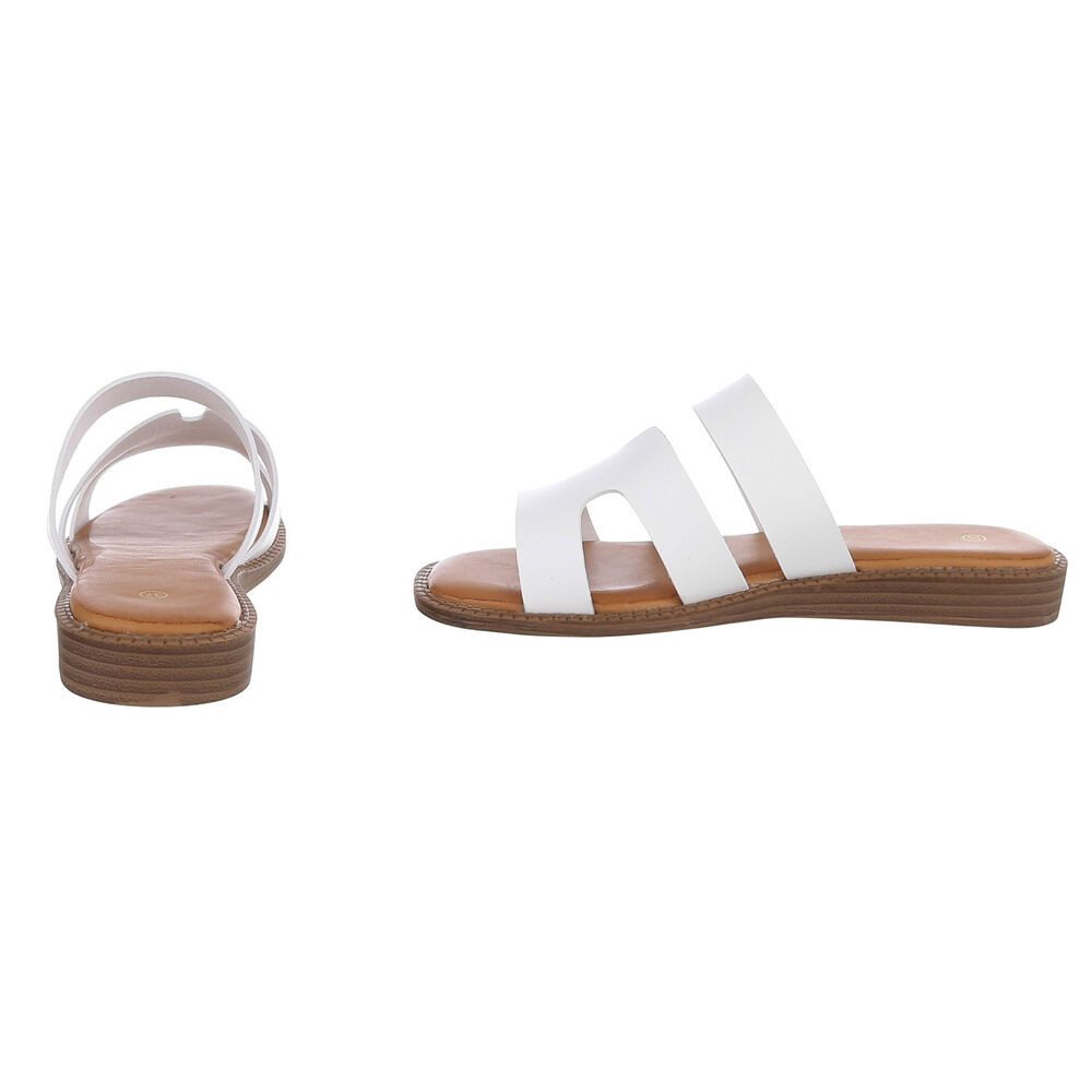 Ital-Design Damen Sandale mit breiten Riemen und bequemer Innensohle Pantolette (91409292) Keilabsatz/Wedge Pantoletten in Weiß – Bild 5 von 5
