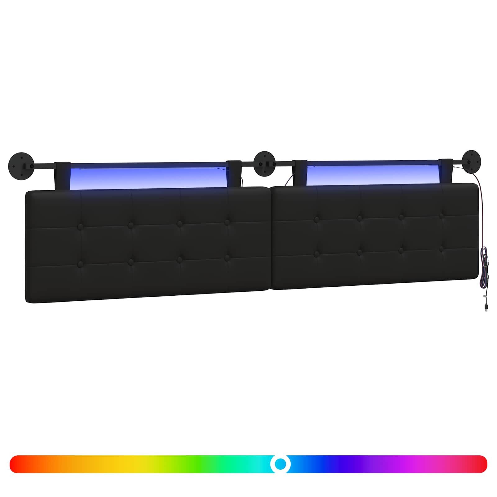 vidaXL Bett Hängendes Kopfteil Mit LED Licht Schwarz Kunstleder (1-tlg)