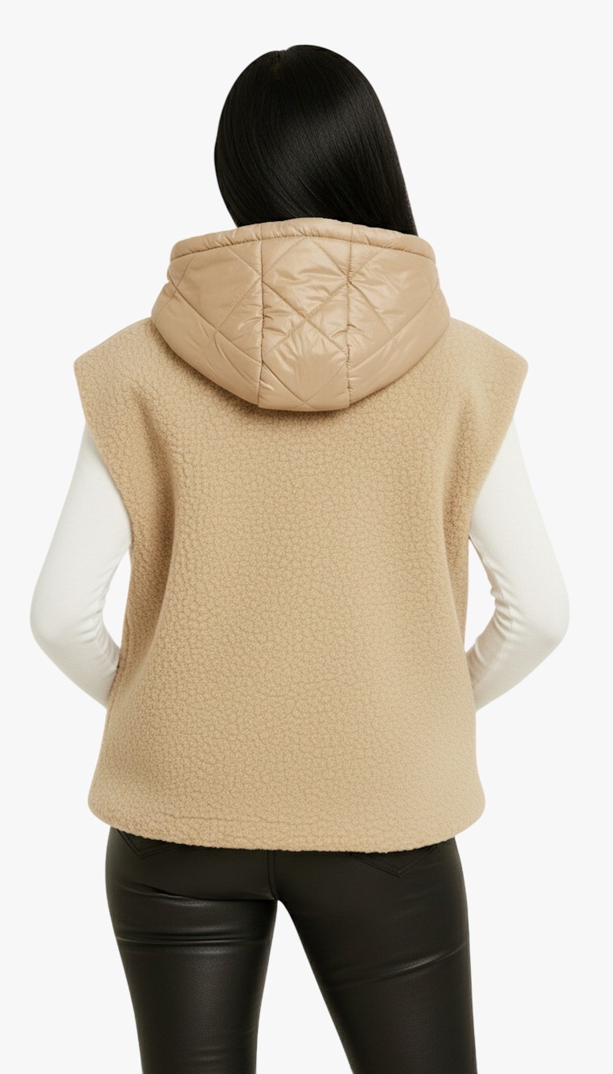 Worldclassca Fellimitatweste Worldclassca Teddy Weste Warm Kuschelig Zipper Kapuze Winter Ärmellos Neue Kollektion - Stilvolle und gemütliche Mode für Damen