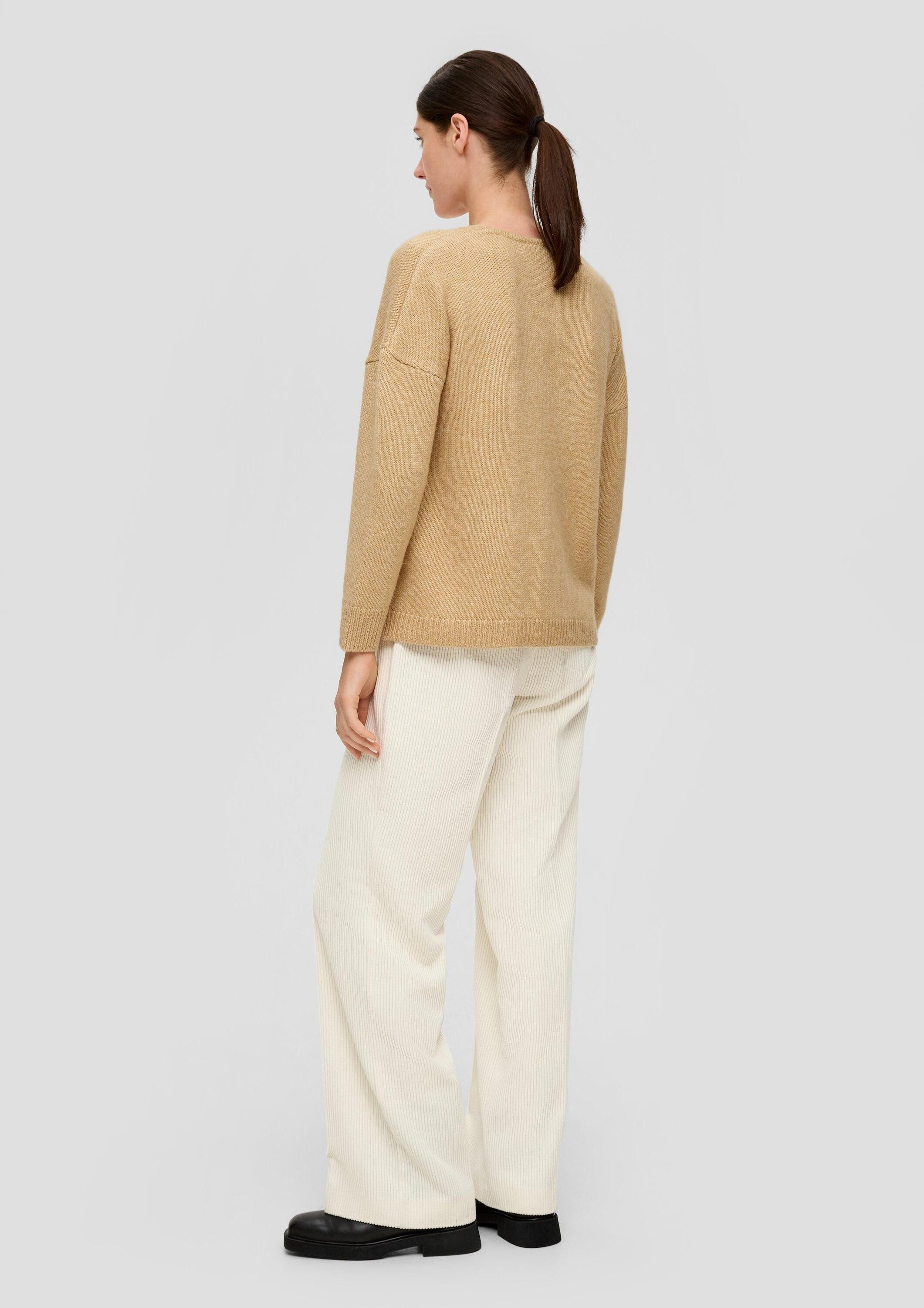 s.Oliver Longpullover Strickpullover Strickpullover mit V-Ausschnitt