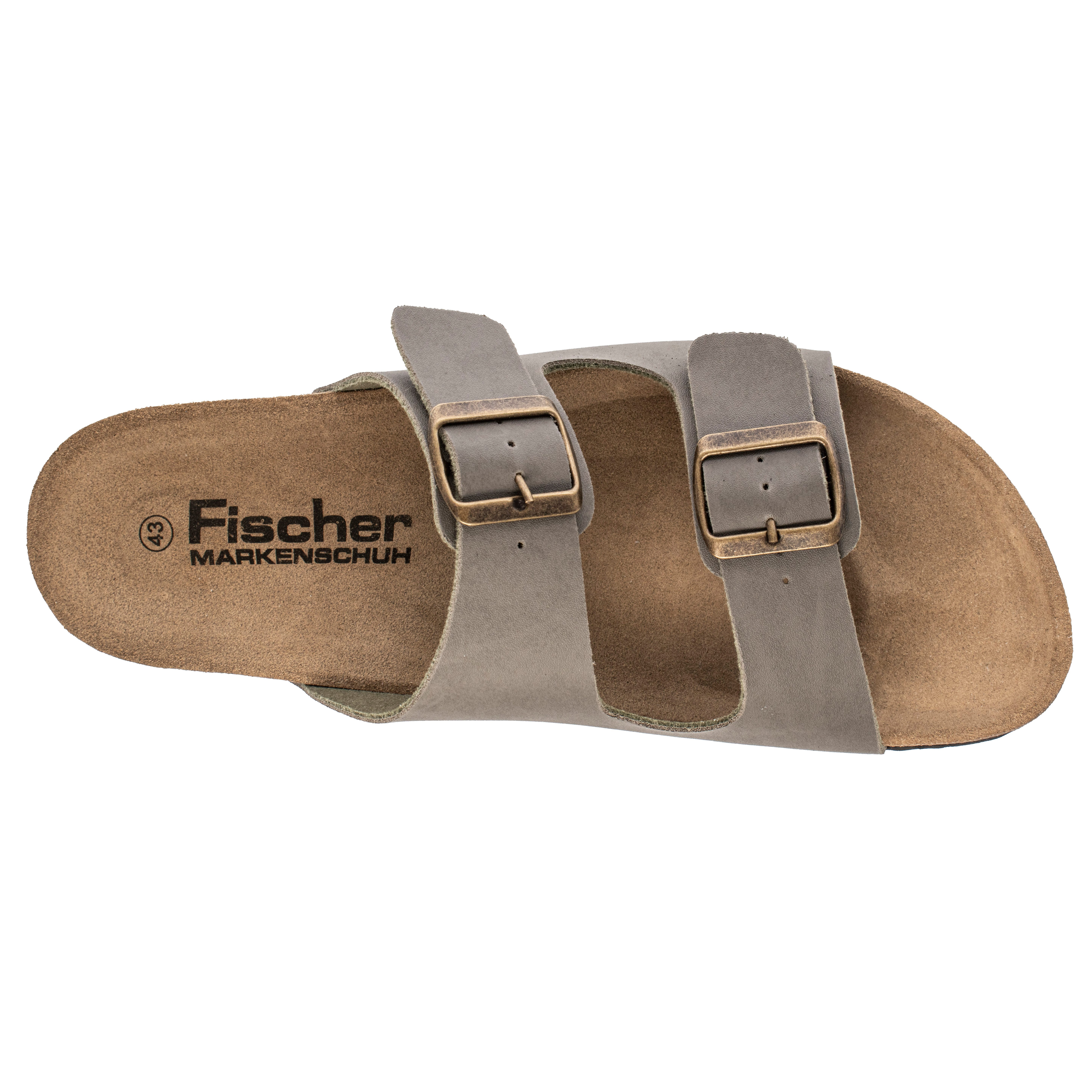Fischer-Markenschuh Luis Pantolette aus Vegano, mit Fleecefutter, ergonomisch geformtes Lederfußbett