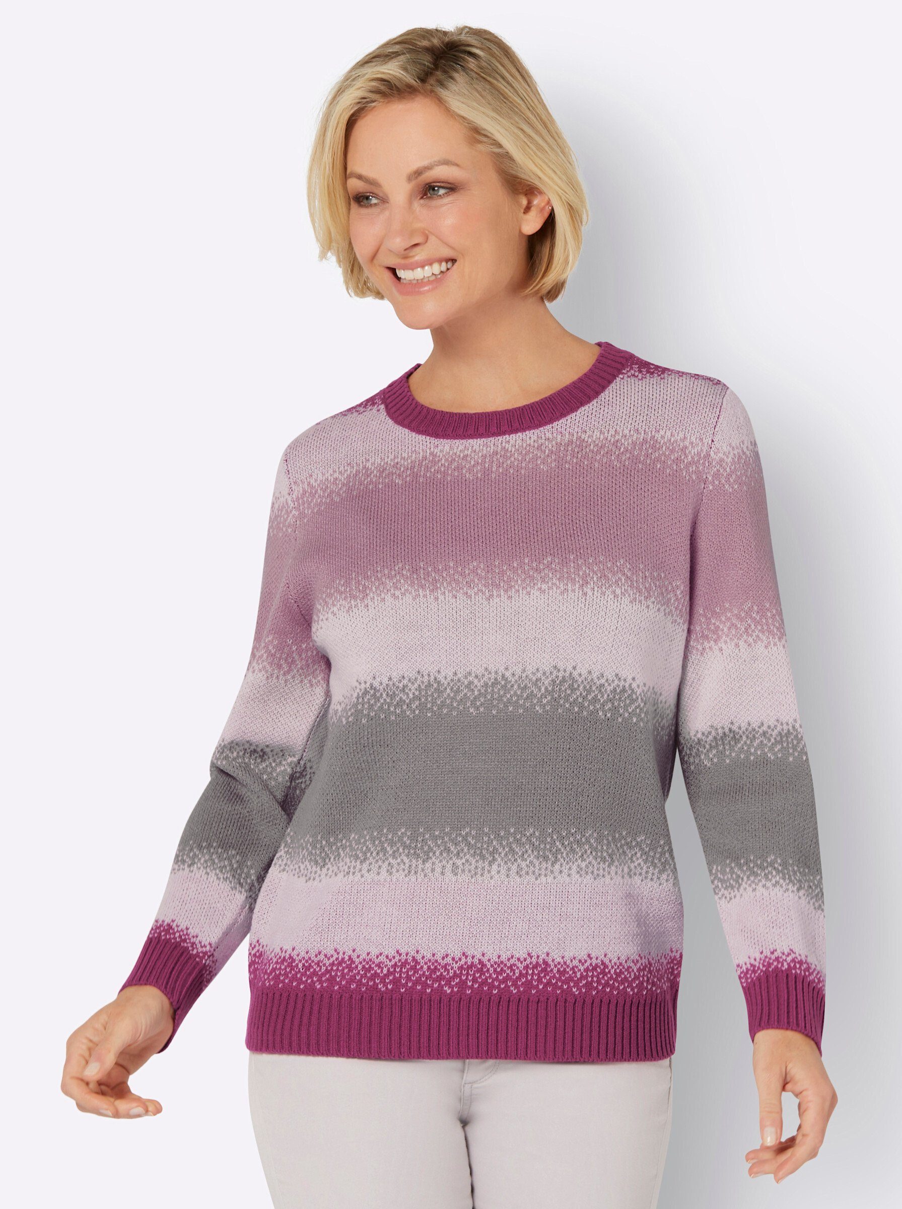 Strickpullover Langarm-Pullover Langarm Jacquard