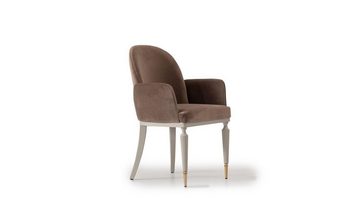 JVmoebel Esszimmerstuhl Esszimmerstuhl Küchenstuhl Stuhl mit Armlehnen Braun Polster Modern (1 St), Made in Europa