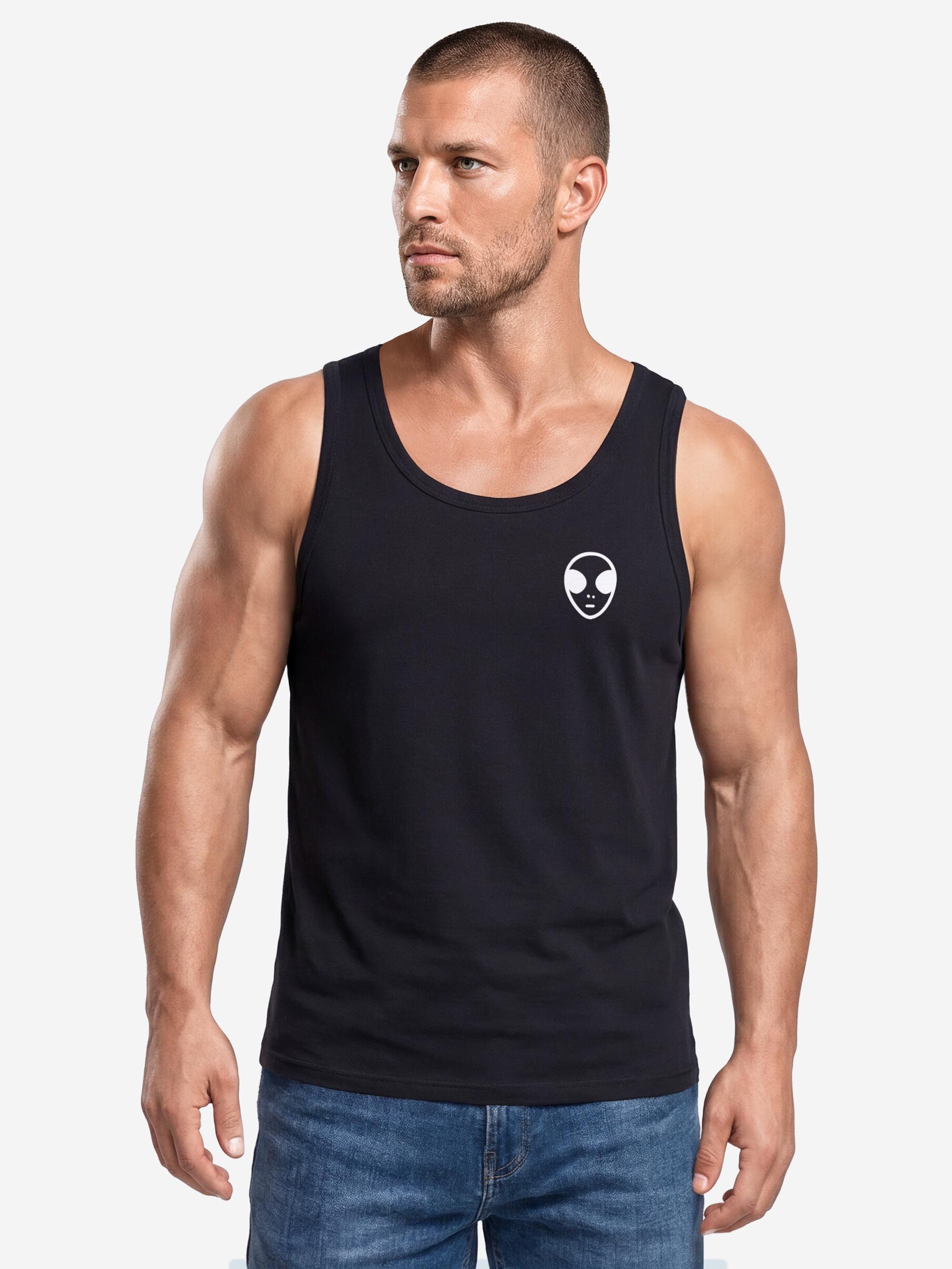 Neverless Tanktop Tanktop Herren mit Grafik-Print - Design Alien - Trägershirt mit Print