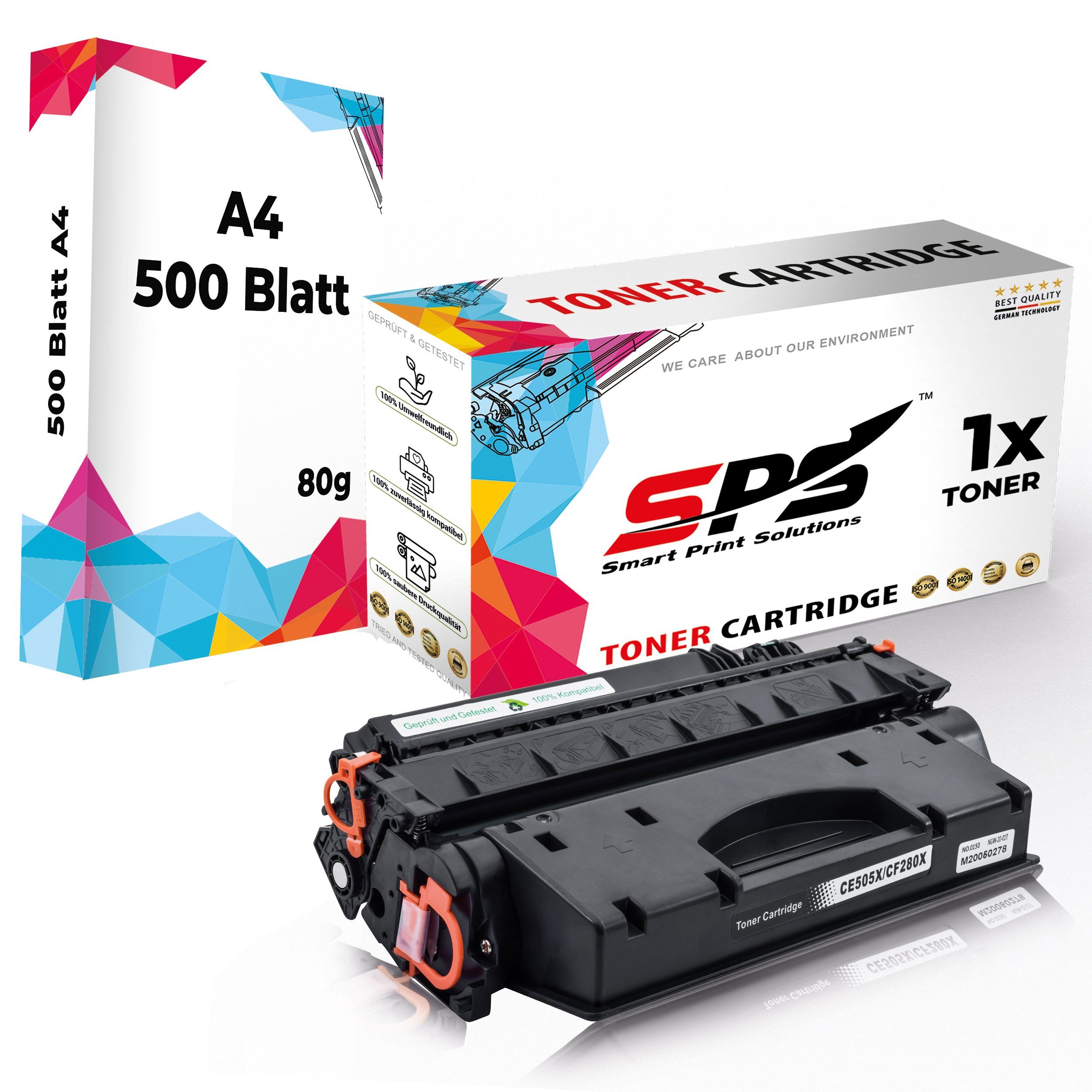 SPS Tonerkartusche Kompatibel für HP Laserjet Pro 400 M401 80X CF280X, (1er Pack + A4 Papier, 1x Toner (1x Schwarz)