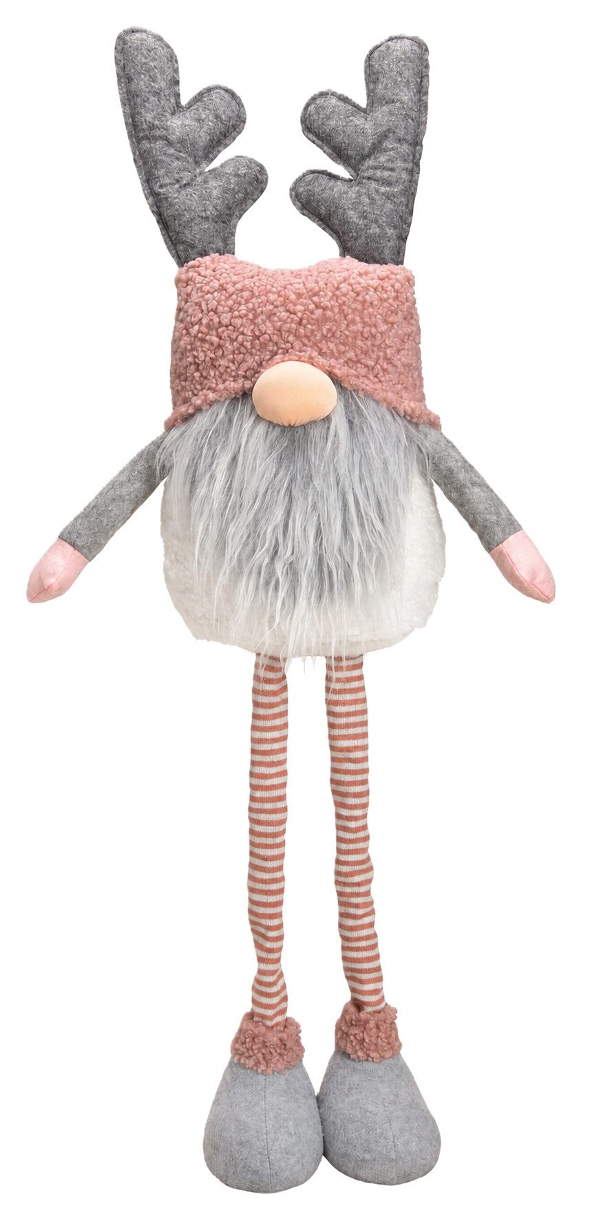 foolonli Weihnachtsfigur Wichtel Gnom 97cm Geweih Rosa Weihnachtshelfer ausziehbar Hirsch Mütze