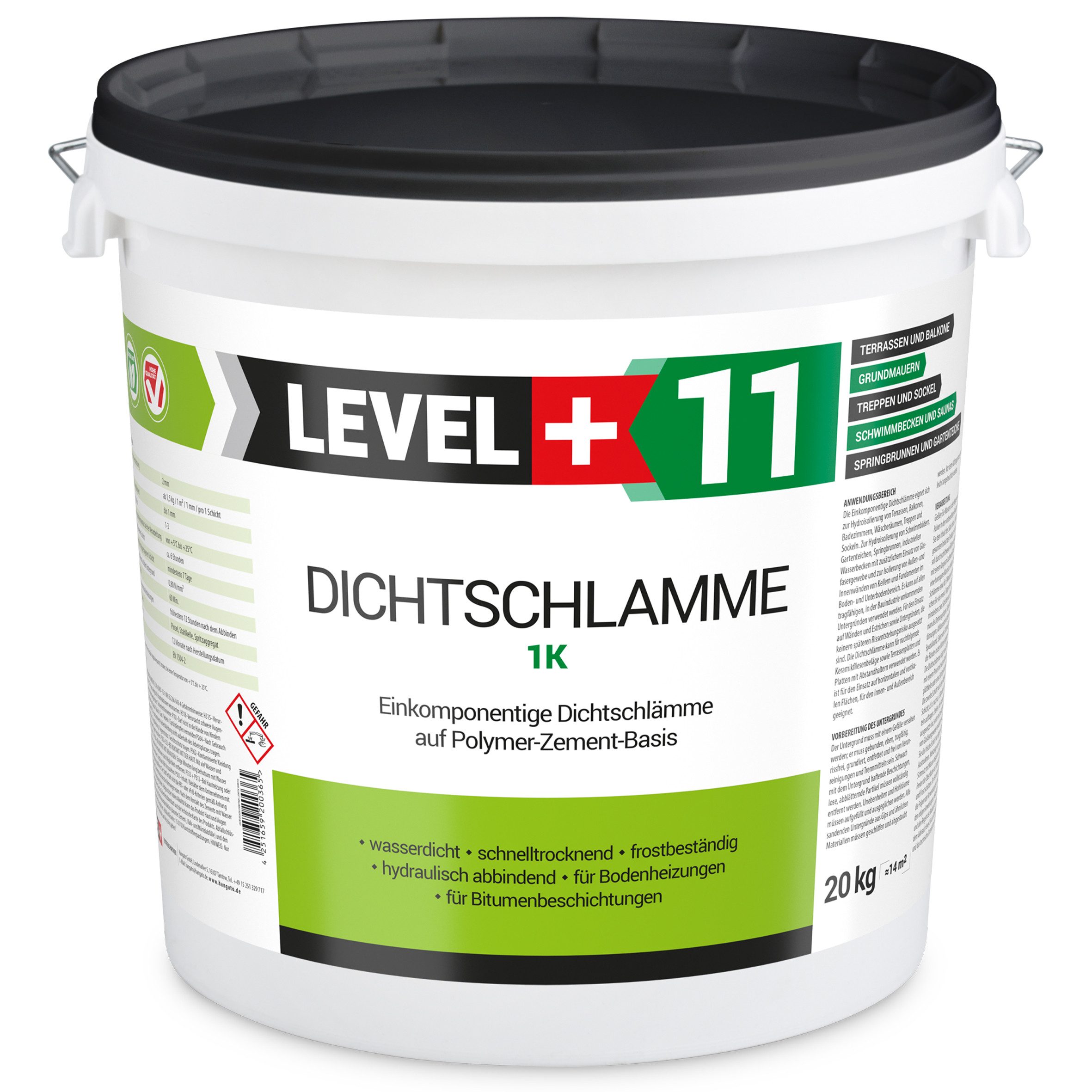 Thumbnail - Level+ Dichtstoff LEVEL+ Dichtschlämme 1K Trockener Keller Abdichtung L+11 - 40KG