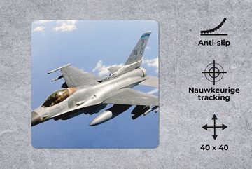 MuchoWow Gaming Mauspad Das Kampfflugzeug F-16 Fighting Falcon (1-St), Mousepad mit Rutschfester Unterseite, Gaming, 40x40 cm, XXL, Großes