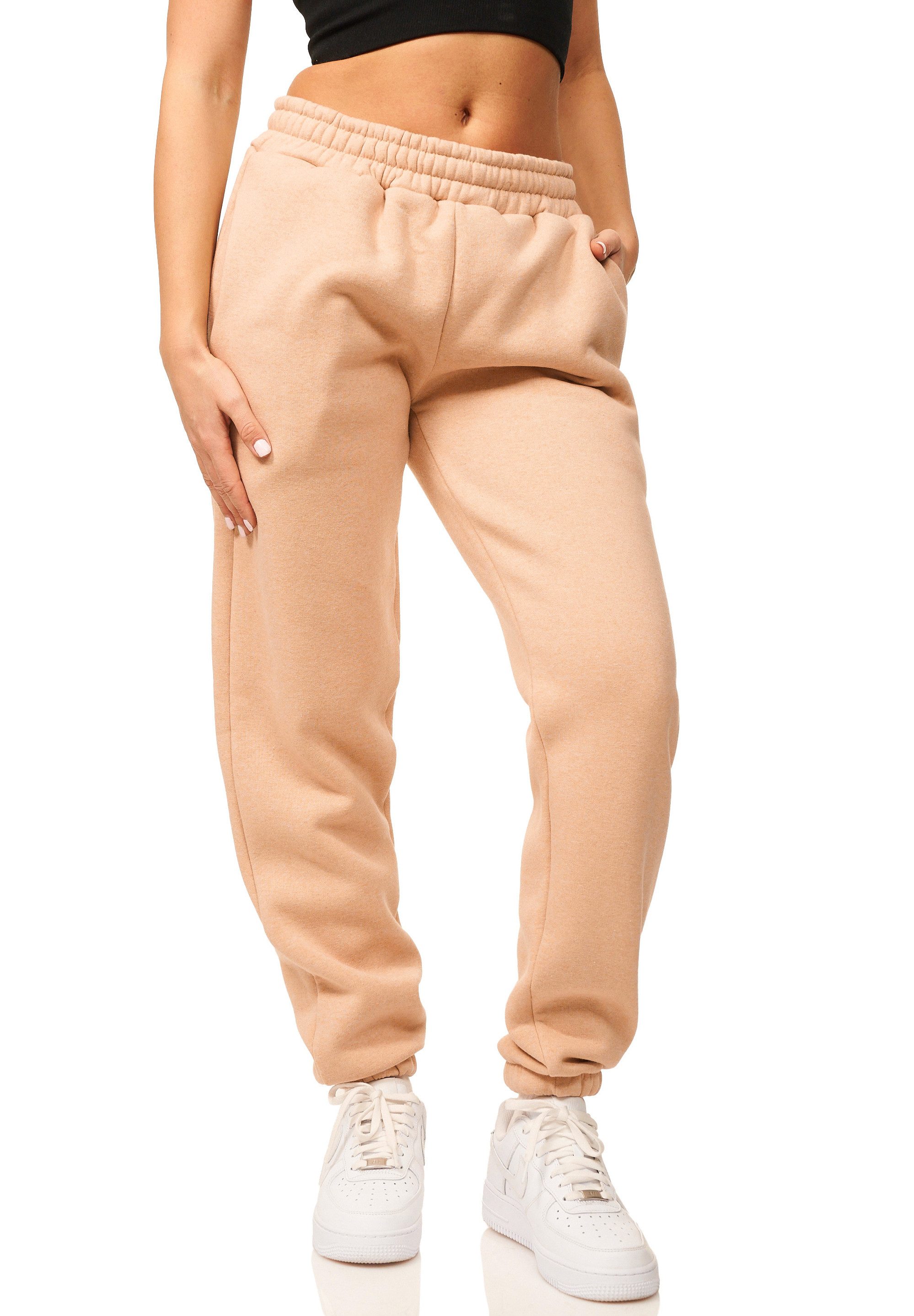 DAILY COTTON Jogginghose im Straight-Fit als Lange Trainingshose Sweatpants Damen Freizeithose mit Bündchen aus Baumwolle