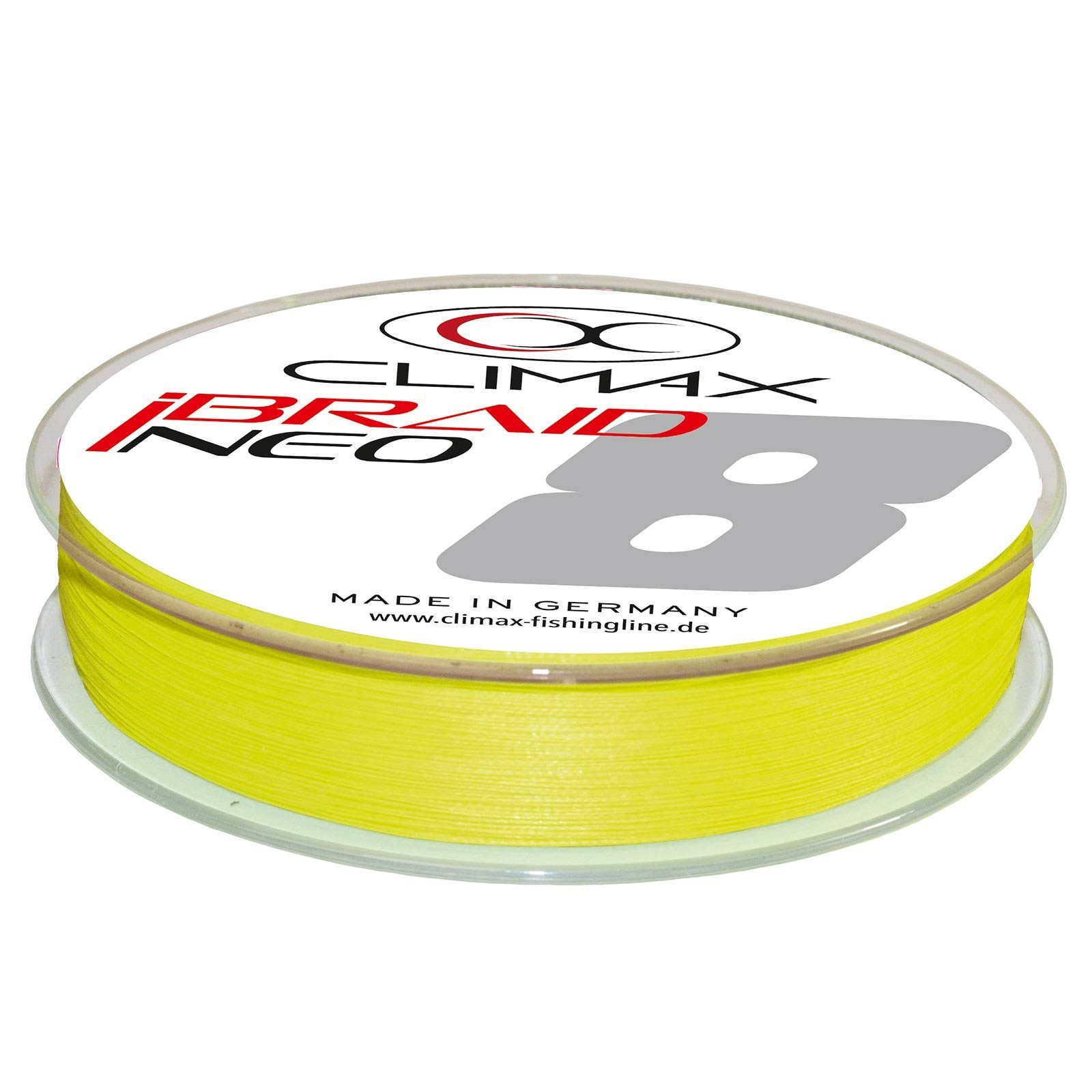 Climax Angelschnur, 135 m Länge, Climax iBraid NEO 135m 0,20mm gelb (non UV) Geflochtene Angelschnur