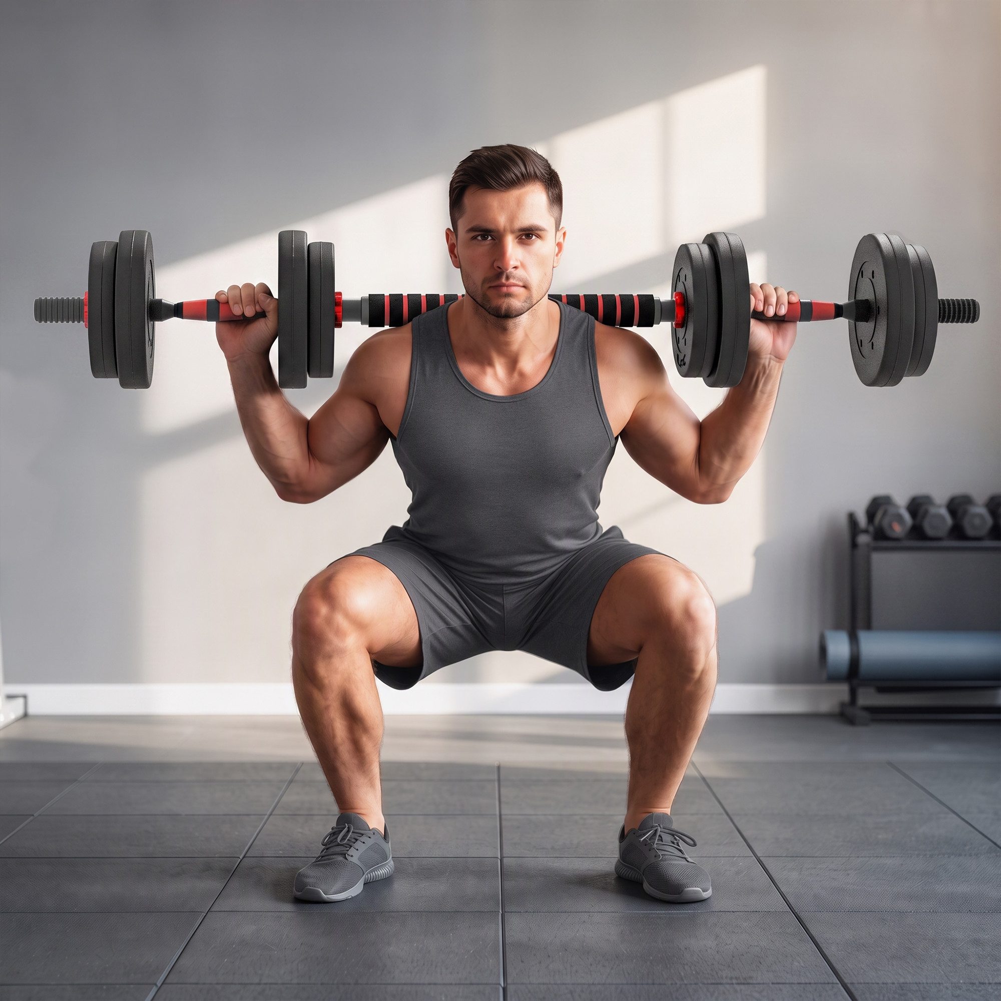 HOMCOM Hantel-Set 15 kg professionell Dumbbell Krafttraining und Gewichtheben, (Kurzhantel, Langhantel), für Zuhause Fitness