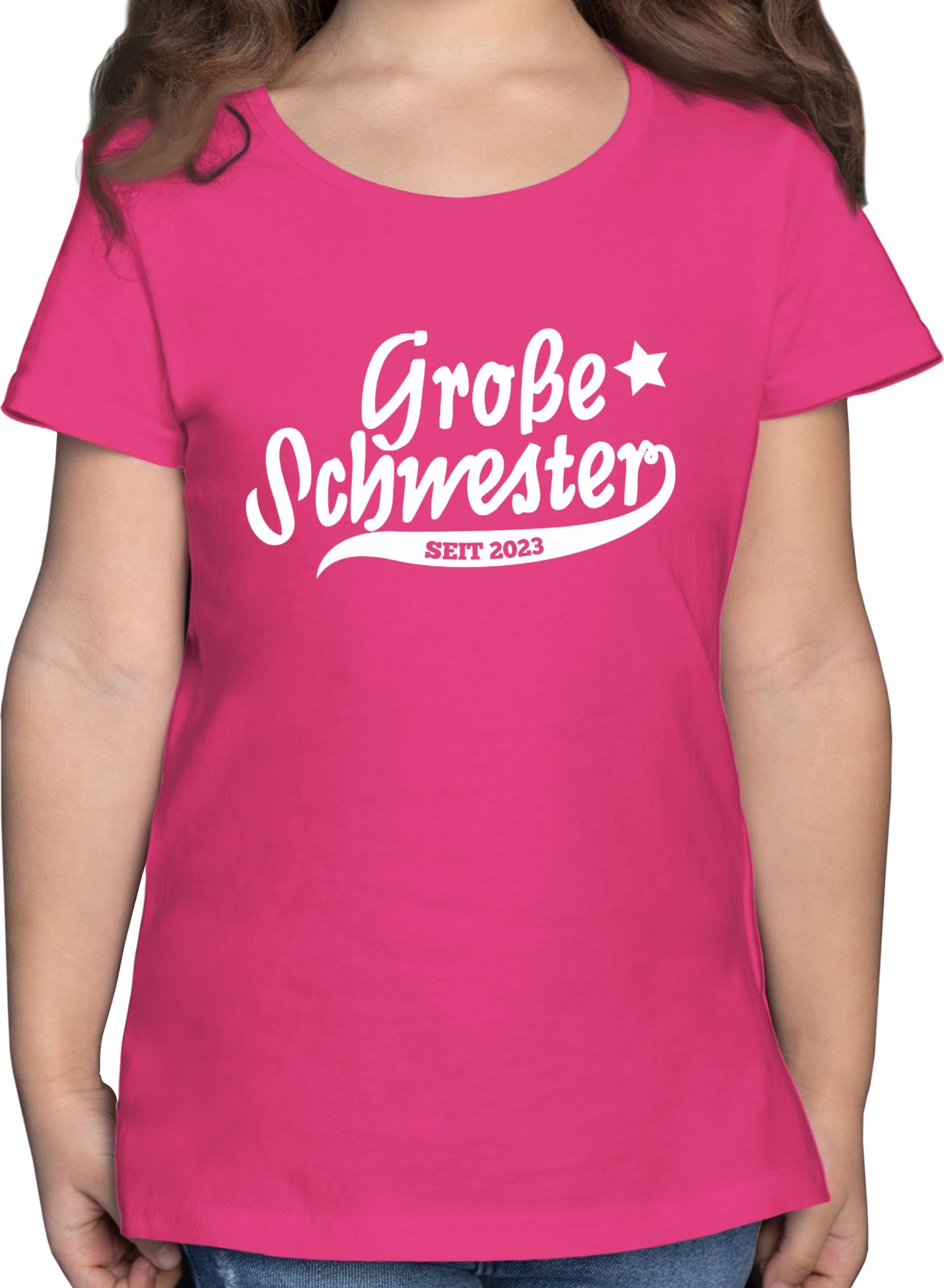 Shirtracer T-Shirt Große Schwester seit 2023 Geschwister Bruder und Schwester 1 Fuchsia