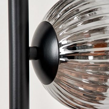 hofstein Stehlampe Stehlampe aus Metall/Riffelglas in Schwarz/Rauch/Bernstein, ohne Leuchtmittel, Leuchte, Schirme aus Glas (10cm, 12cm), 5x G9, ohne Leuchtmittel