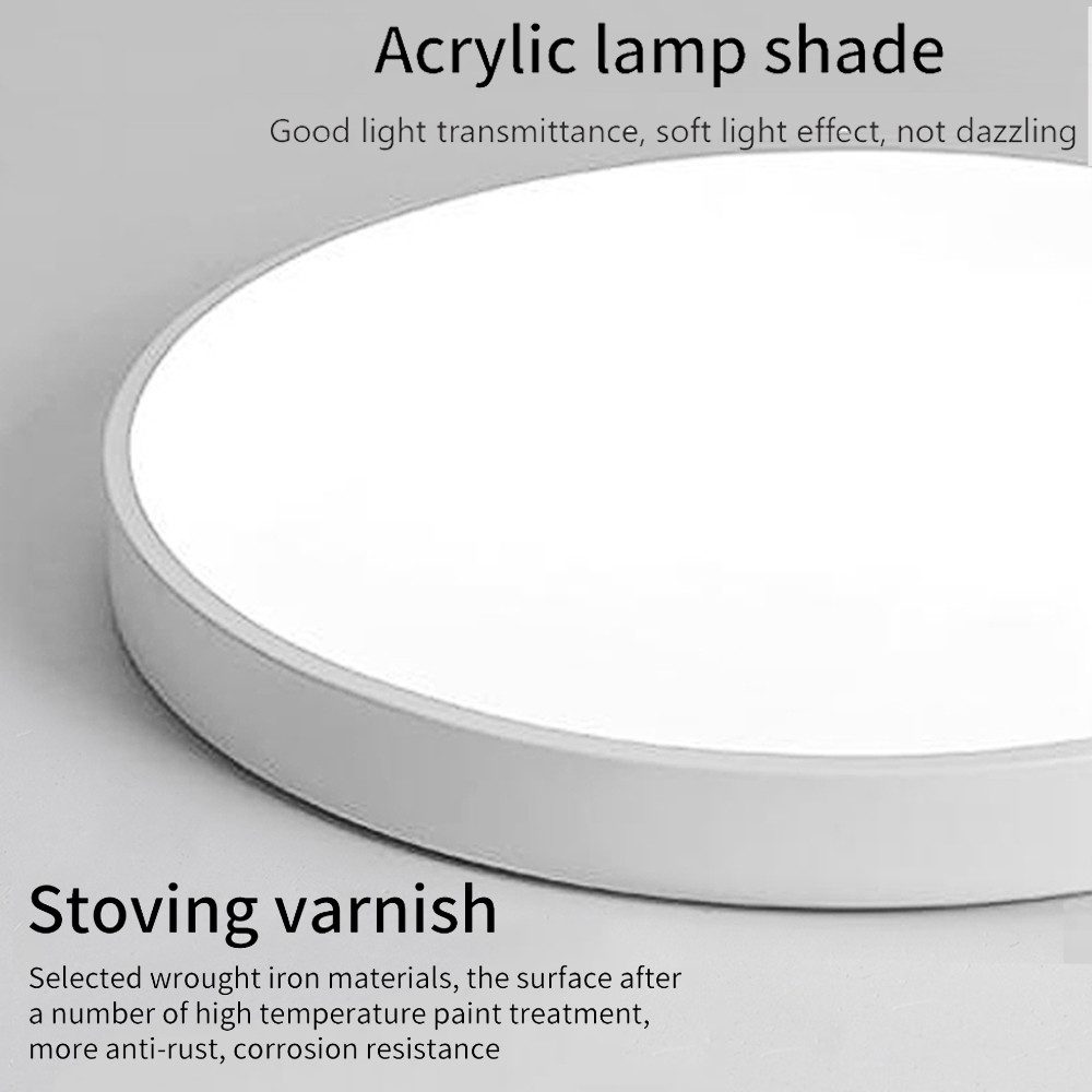 style home LED Deckenleuchte Runde Deckenlampe aus Metall, LED fest integriert, Warmweiß, Leuchte für Wohnzimmer Schlafzimmer Küche Büro, 40x40x4cm, Weiß – Bild 4 von 5