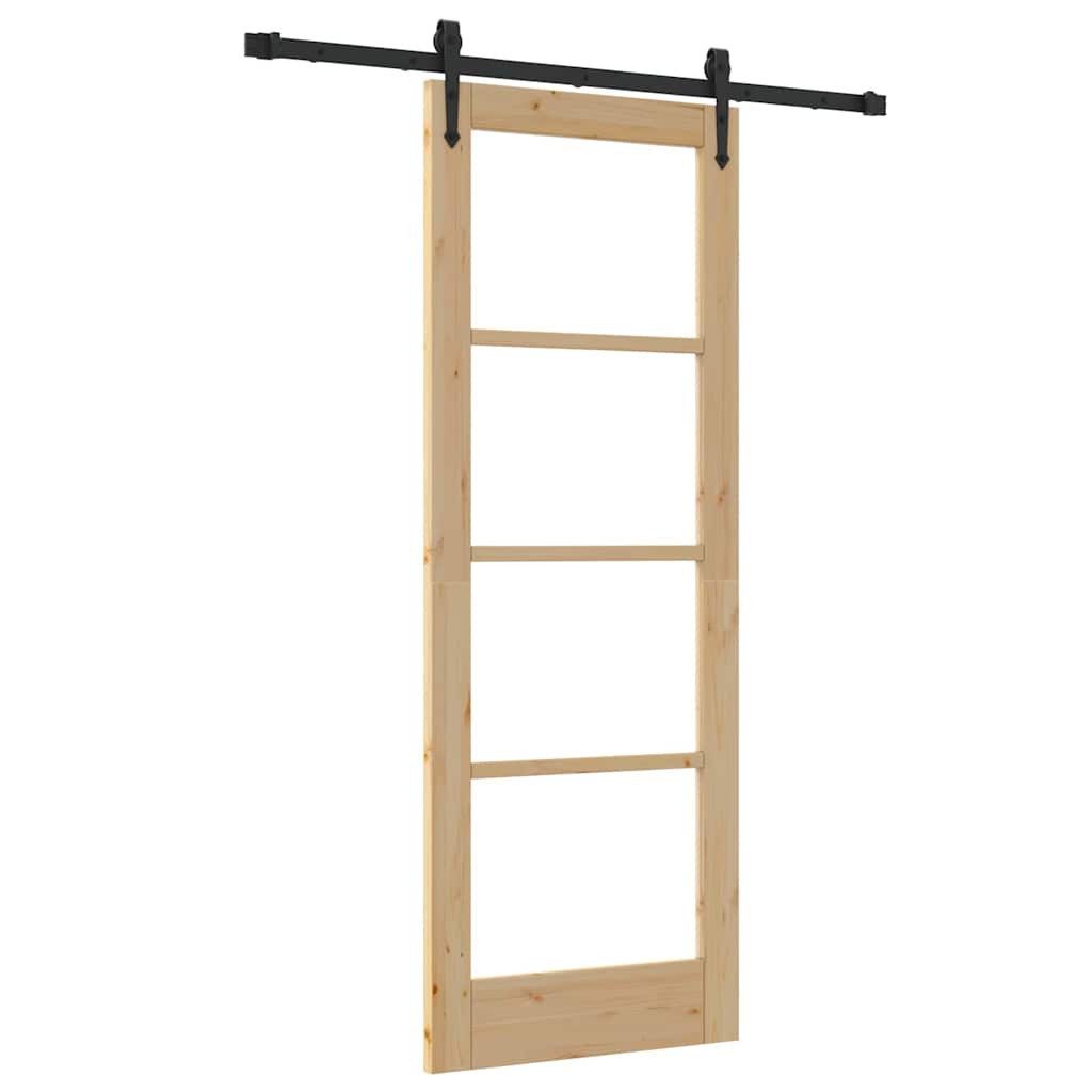 vidaXL Haustür Schiebetür ORKDAL Braun 73,5 x 198,5 cm Holz und Metall (1-St)