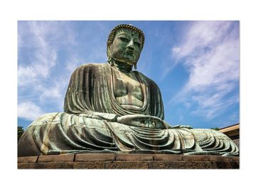 wandmotiv24 Leinwandbild Der Große Buddha von Kamakura, Wellness (1 St), Wandbild, Wanddeko, Leinwandbilder in versch. Größen