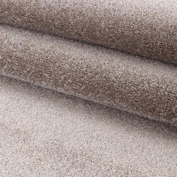 Veloursteppich Unicolor - Einfarbig, Carpettex, Rund, Höhe: 11 mm, Einfarbig Kurzflor Runder Teppich Wohnzimmer Flauschig Weich