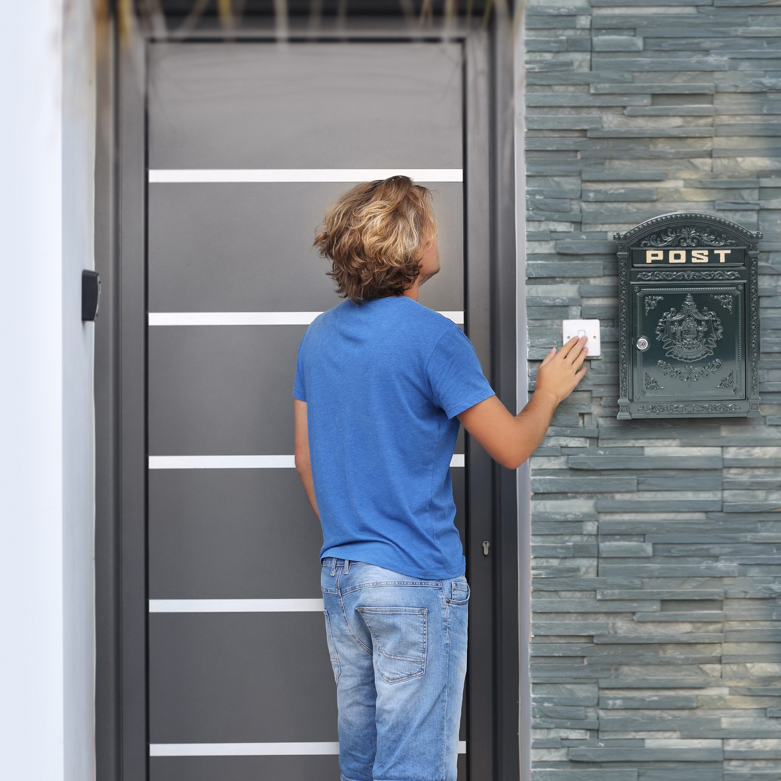 relaxdays Briefkasten Antik, grau