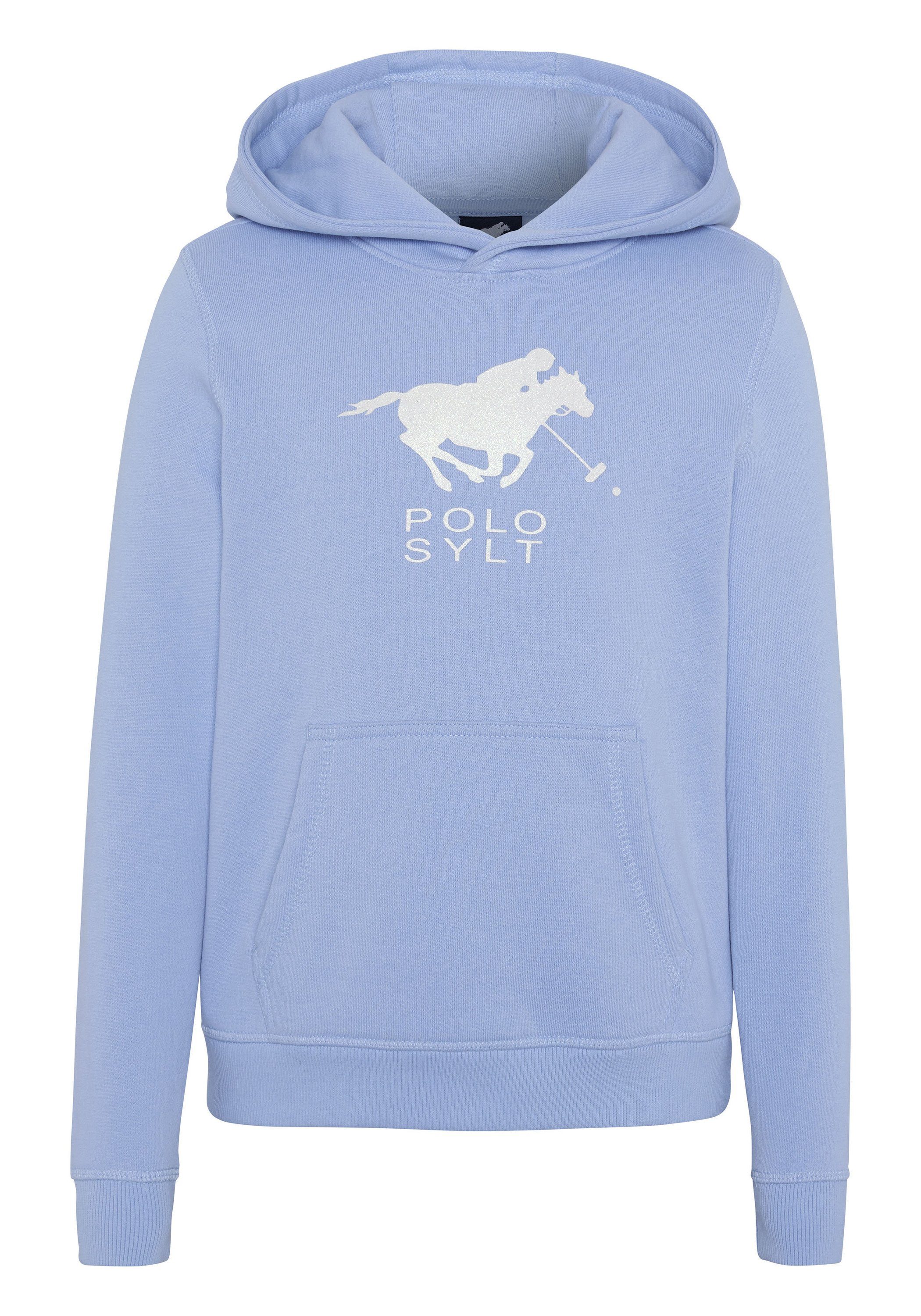 Polo Sylt Sweatshirt mit glitzerndem Label-Motiv Brunnera Blue
