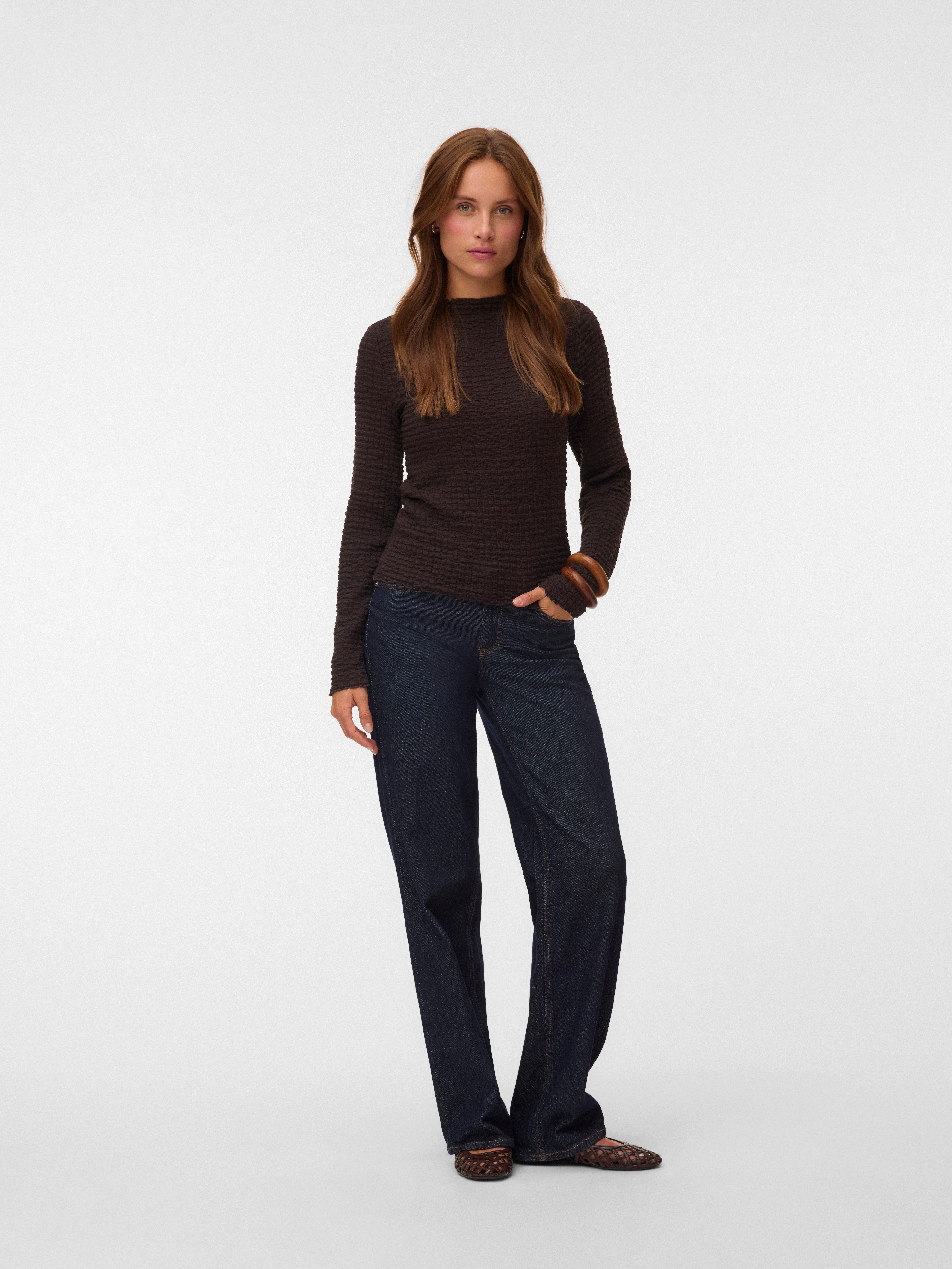 Vero Moda Langarmshirt VMZIA LS FUNNEL NECK TOP JRS NOOS Baumwollmischung, regular fit – Bild 4 von 5