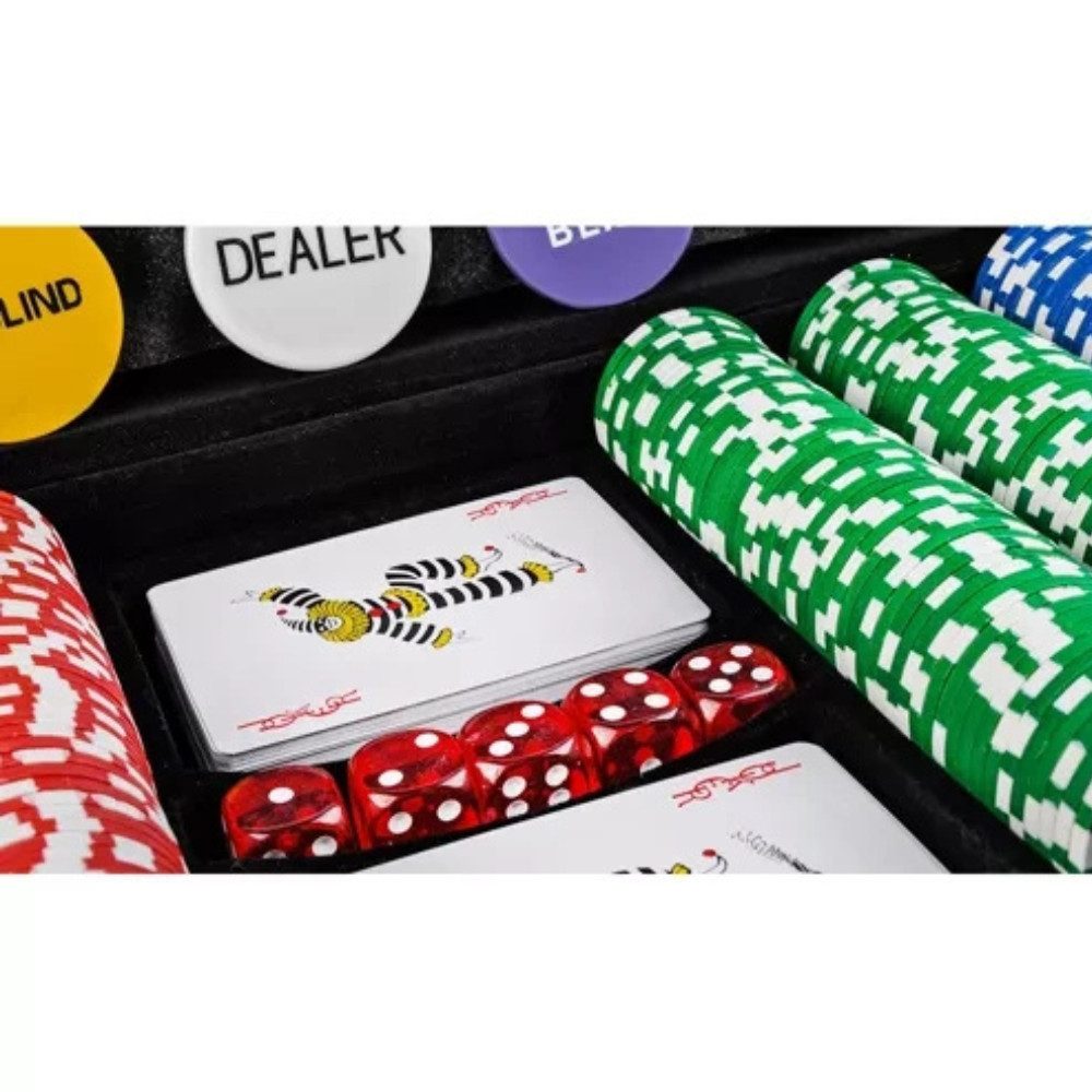 MALATEC Spiel Pokerkoffer Set 500 Chips, Texas Hold'em Poker, Ideal für Texas Hold’em, Blackjack, Roulette und viele weitere Spiele