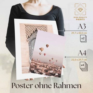 Heimlich Poster Set als Wohnzimmer Deko, Bilder DINA3 & DINA4, Luftballon Oriental, Sprüche&Texte