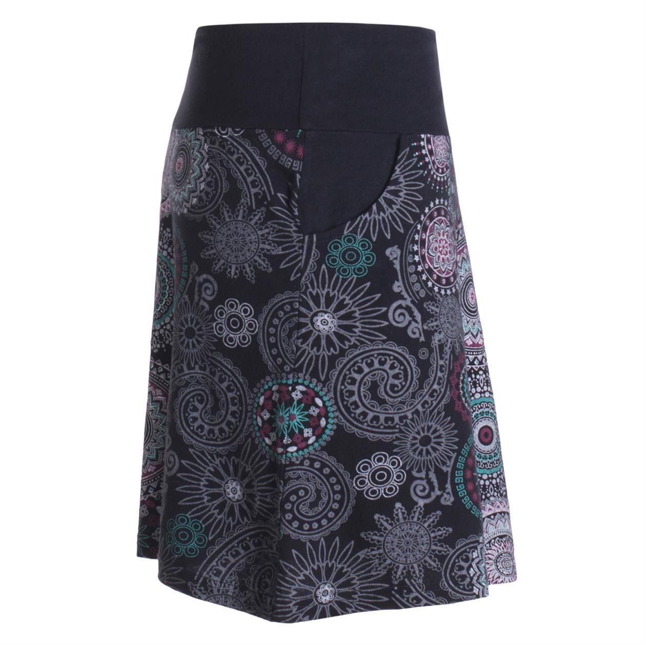 Vishes Minirock Kurzer Damen Baumwoll-Rock Taschen-Rock Mini-Röcke Mandala-Streifen Boho, Hippie, Retro Style