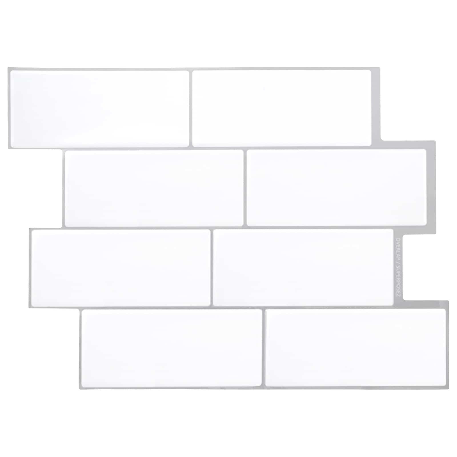 vidaXL Sticker U-Bahn-Fliese 20 stk. Weiß Grau 29 x 21 cm Polyurethan und PET, (20-tlg)