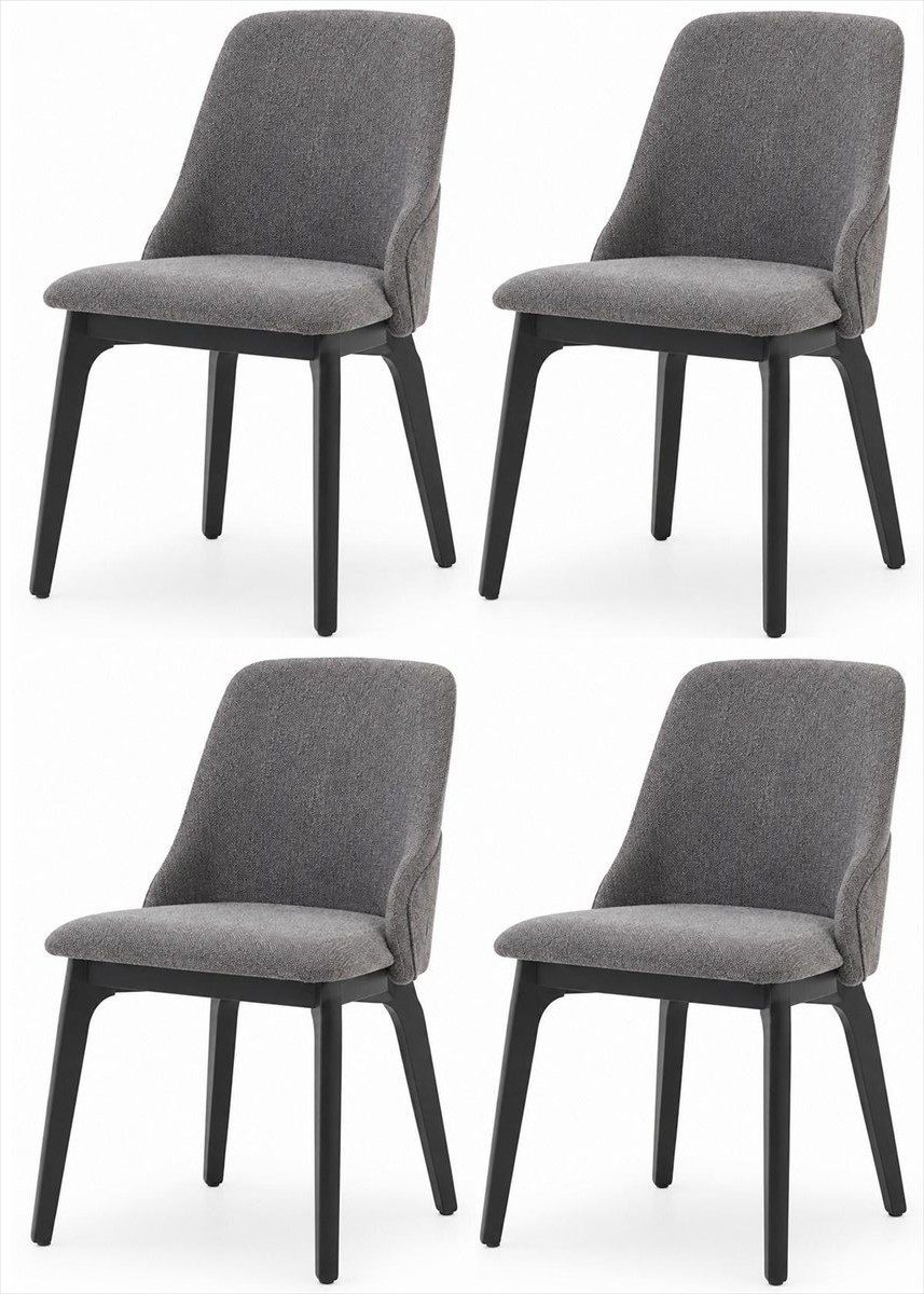 Xlmoebel Sitzgruppe 4er Set Esszimmerstühle Grau Schwarz Stoff Holz Modern Polsterstühle, (4-tlg., 4er-Set)