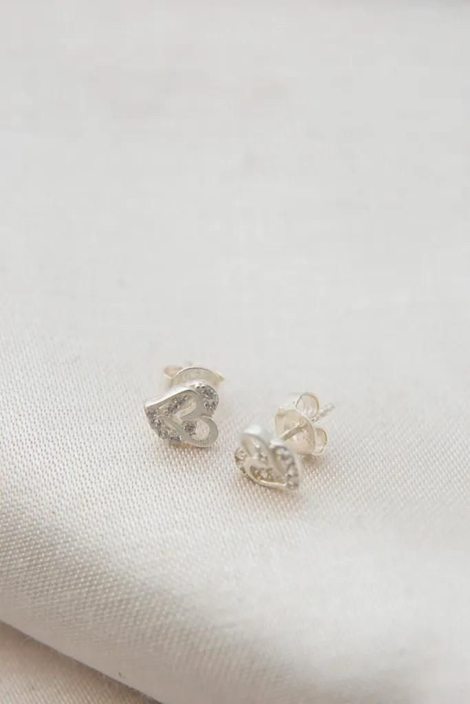 Einzelstück Paar Ohrstecker Ohrstecker Ohrringe 925 Sterling Silber Herz TW günstig online kaufen