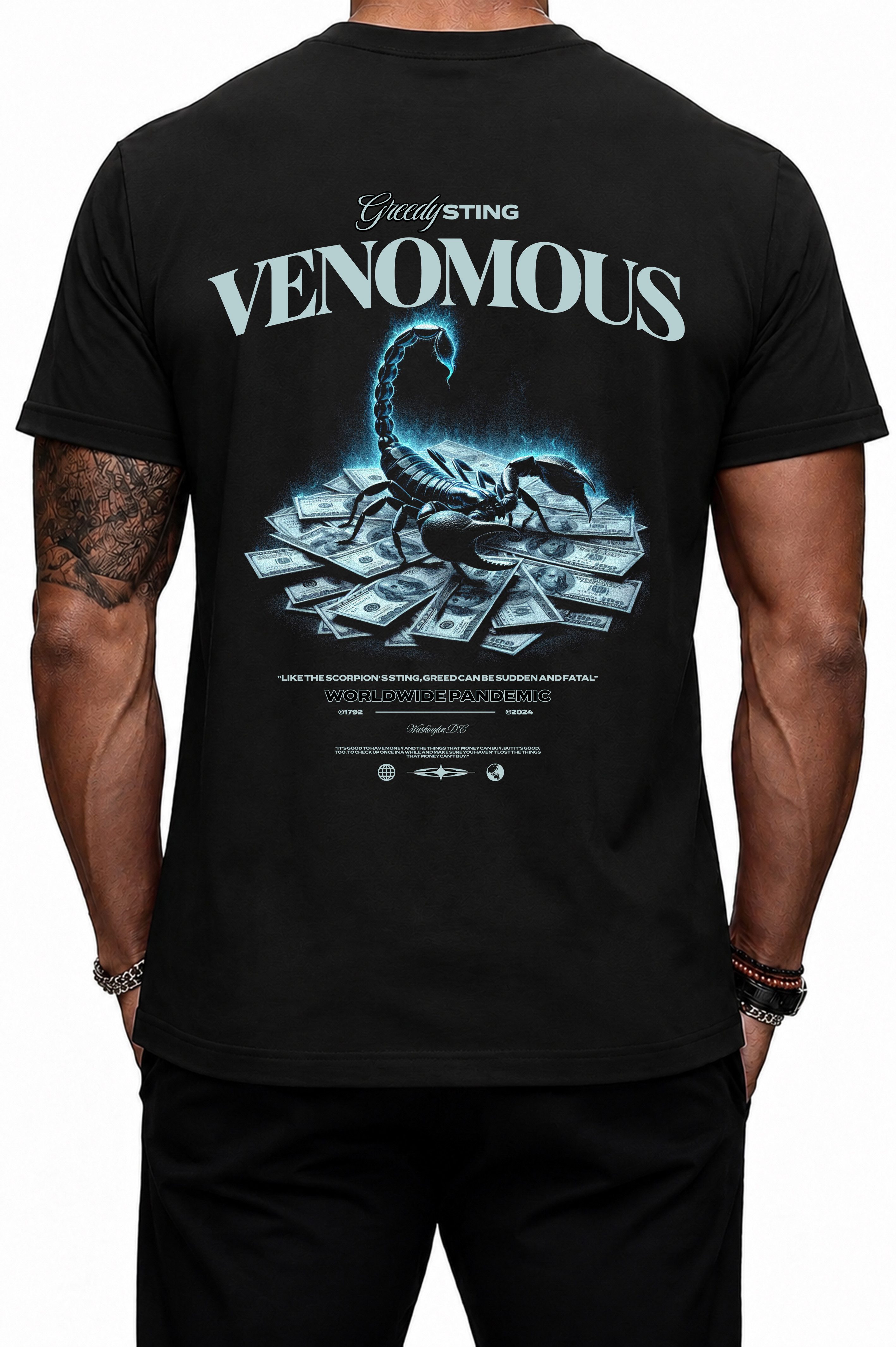 Banco T-Shirt Herren VENOMOUS Skorpion Rückenprint Kurzarm Rundhals Aus 100 % Baumwolle mit großflächigem Skorpion-Rückenprint
