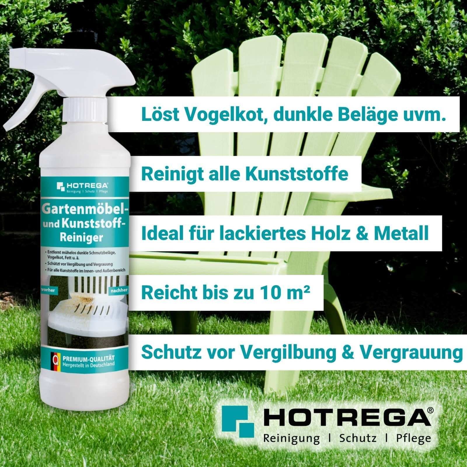 HOTREGA® Gartenmöbel Kunststoffreiniger Möbelreiniger Holz 500ml + Handschuhe Kunststoffreiniger