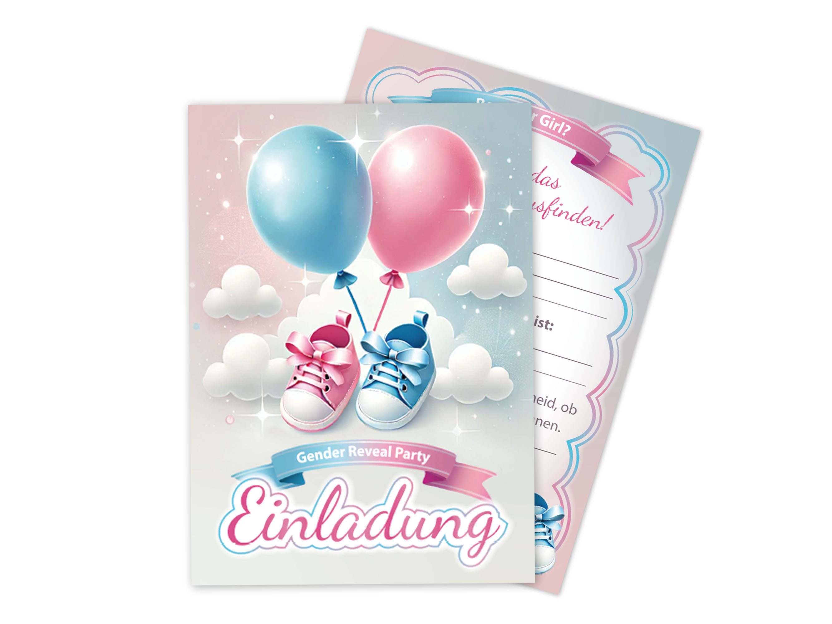 LIMONIA Einladungskarten Gender Reveal Party Einladungen für Babyparty boy or girl Deko, Karten zur Gender Reveal Party Geschlechts Party boy or girl